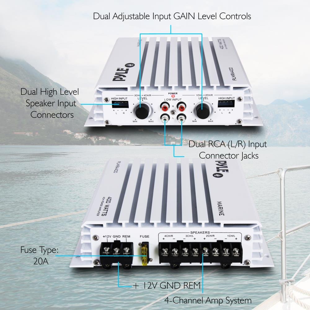 Foto 6 pulgar | Amplificador Marino Pyle Hydra Elite Series, 400 W, 4 Canales, Impermeable - Venta Internacional.