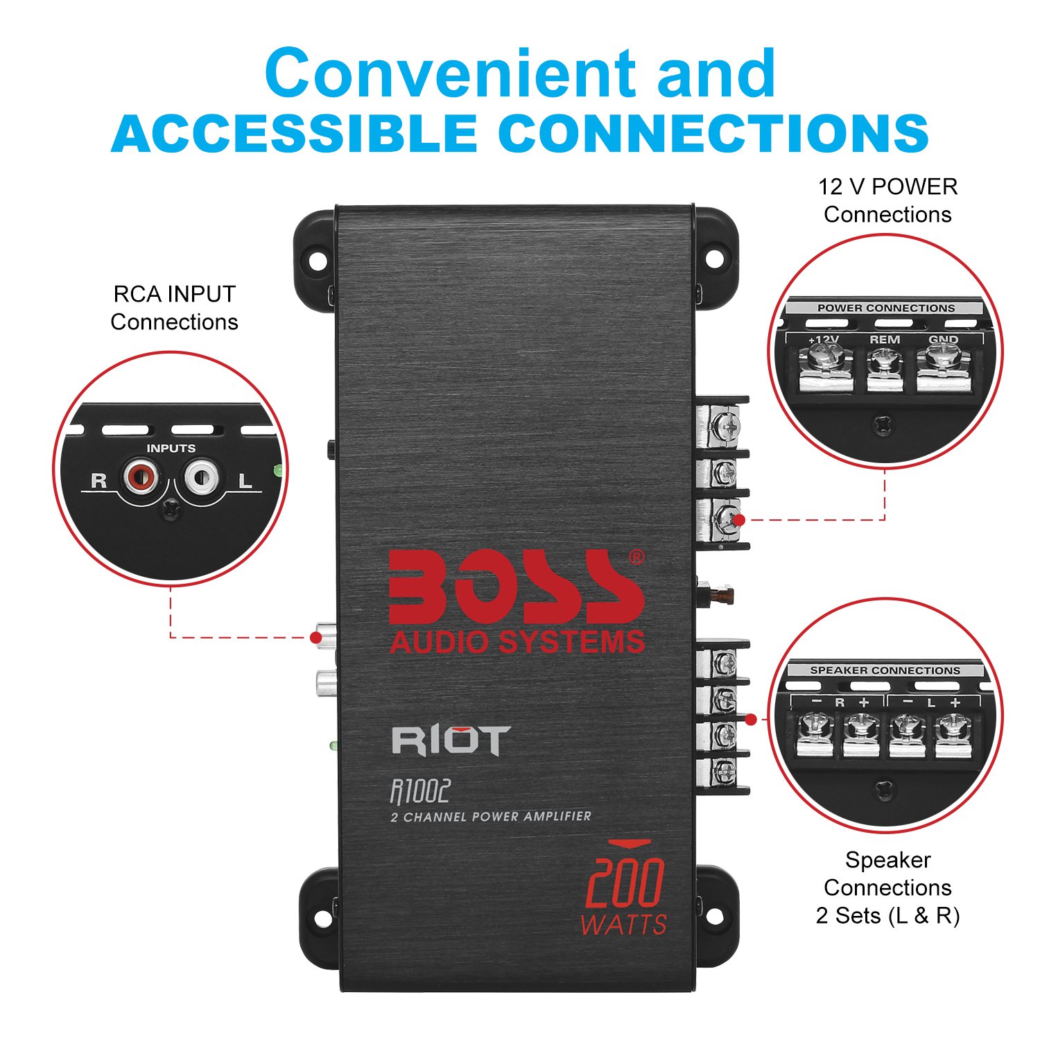 Foto 4 pulgar | Amplificador Estéreo Para Coche Boss Audio Systems R1002 Riot 200w - Venta Internacional.