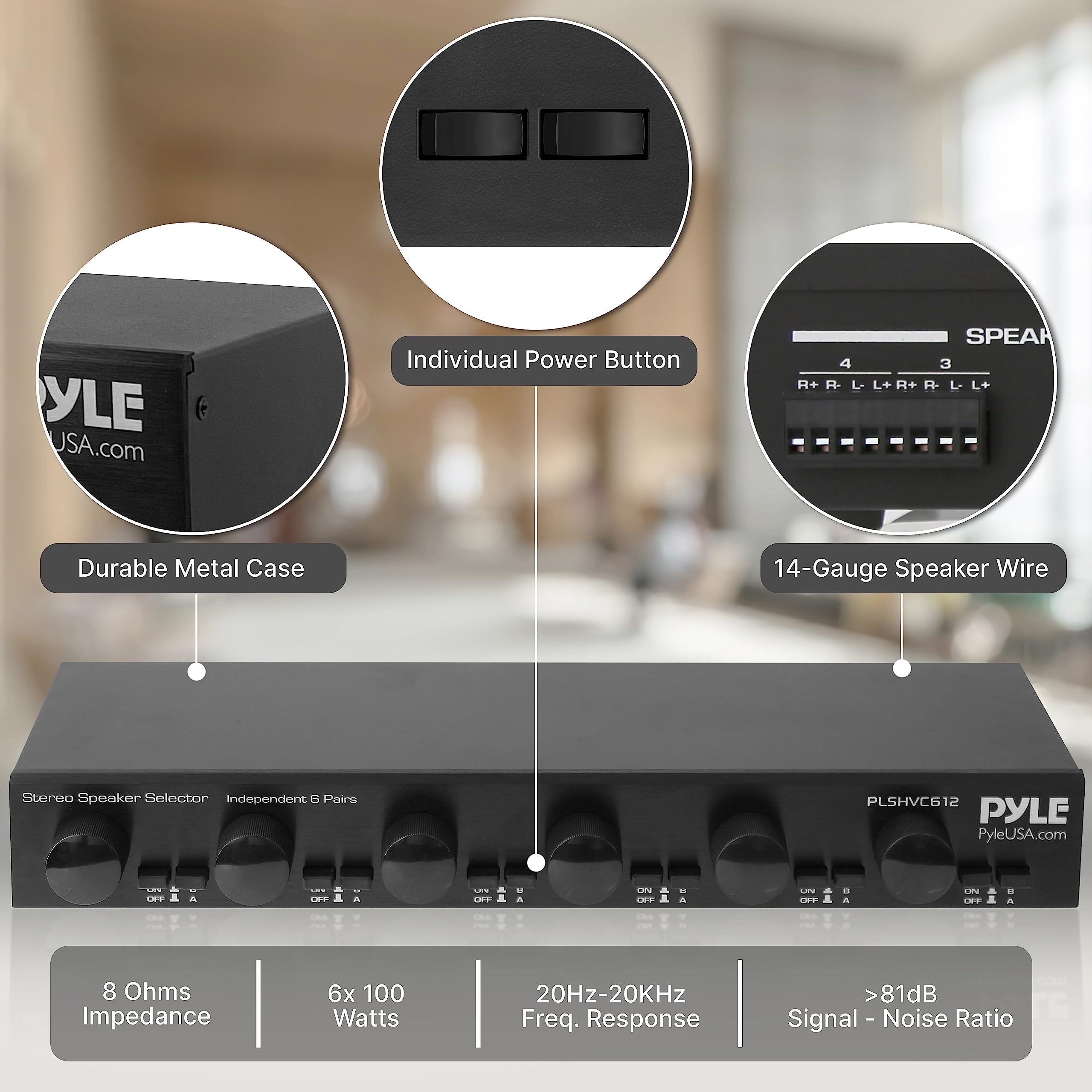 Foto 5 | Selector de Altavoces Pyle Plshvc612 de 6 Canales con Control de Volumen - Venta Internacional