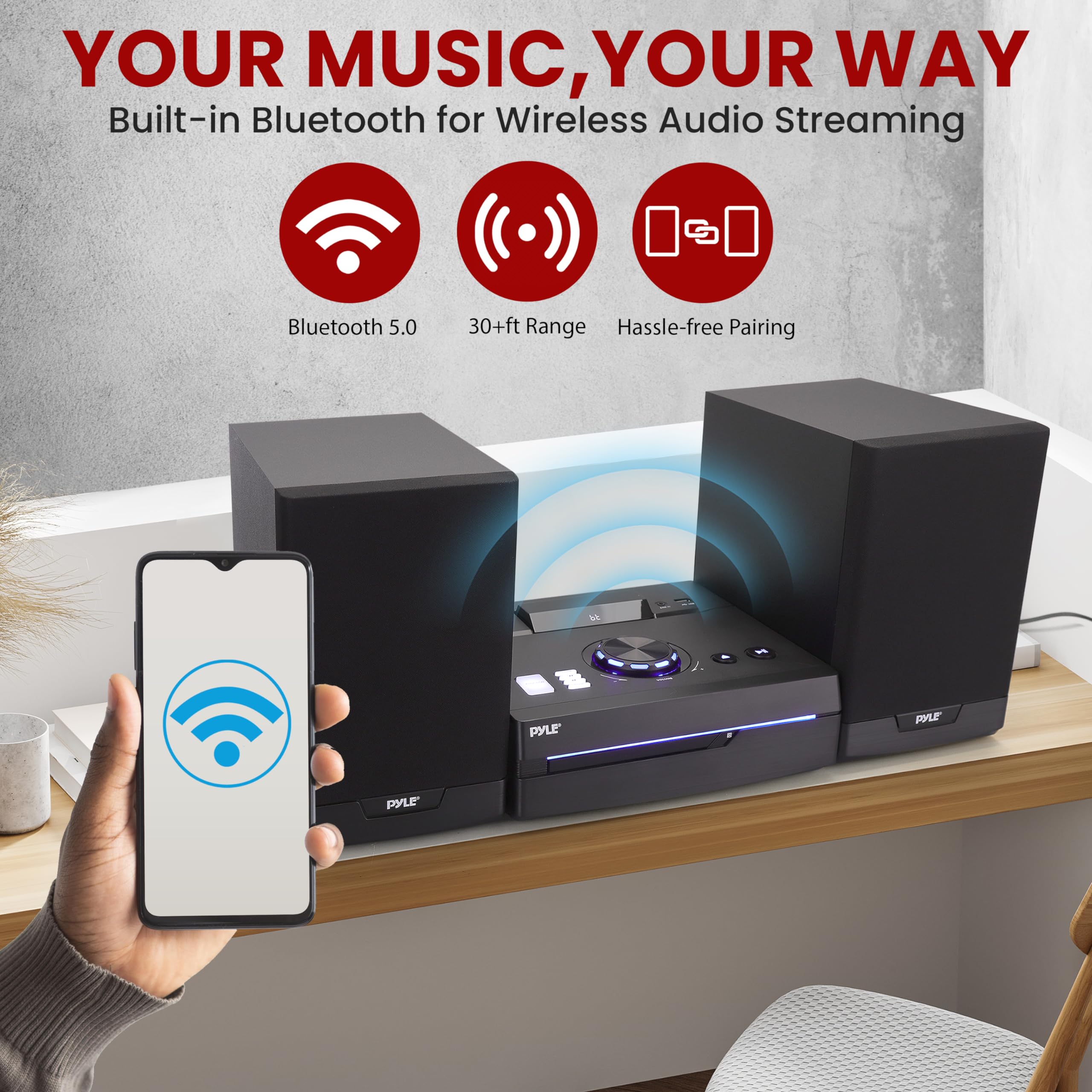 Foto 4 pulgar | Sistema De Estantería Estéreo Para El Hogar Pyle Radio Bt Cd Fm Inalámbrico De 60 W - Venta Internacional.