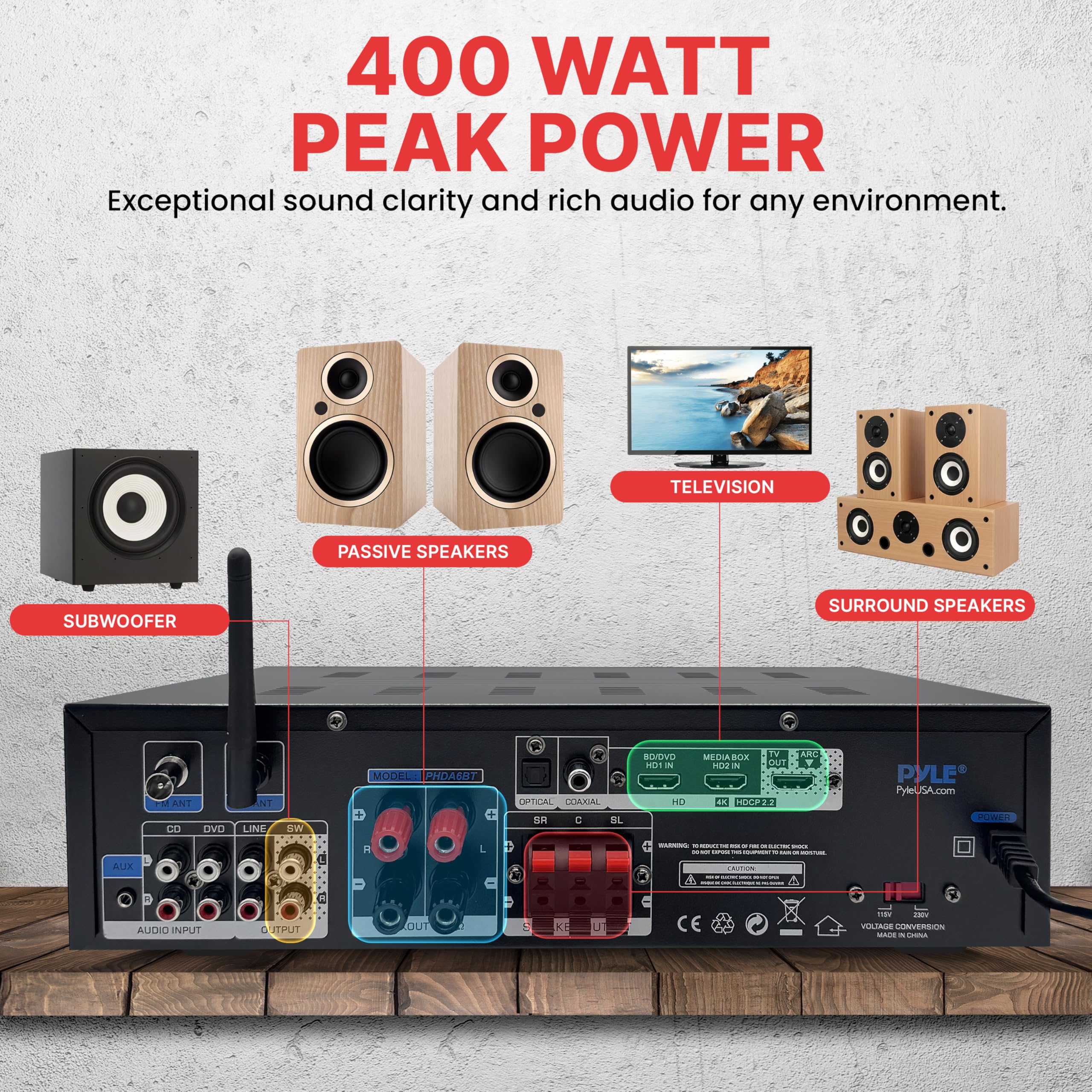 Foto 4 pulgar | Receptor De Cine En Casa Karaoke Pyle 400 W Bluetooth Con Efectos - Venta Internacional.
