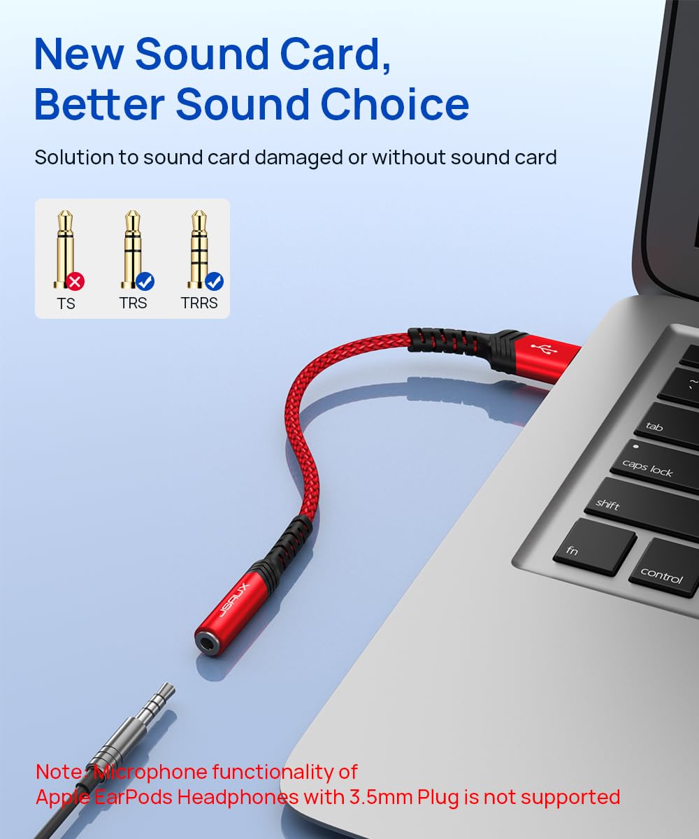 Foto 3 pulgar | Adaptador De Audio Usb A Conector De 3,5 Mm Jsaux Gris 18 Cm - Venta Internacional.