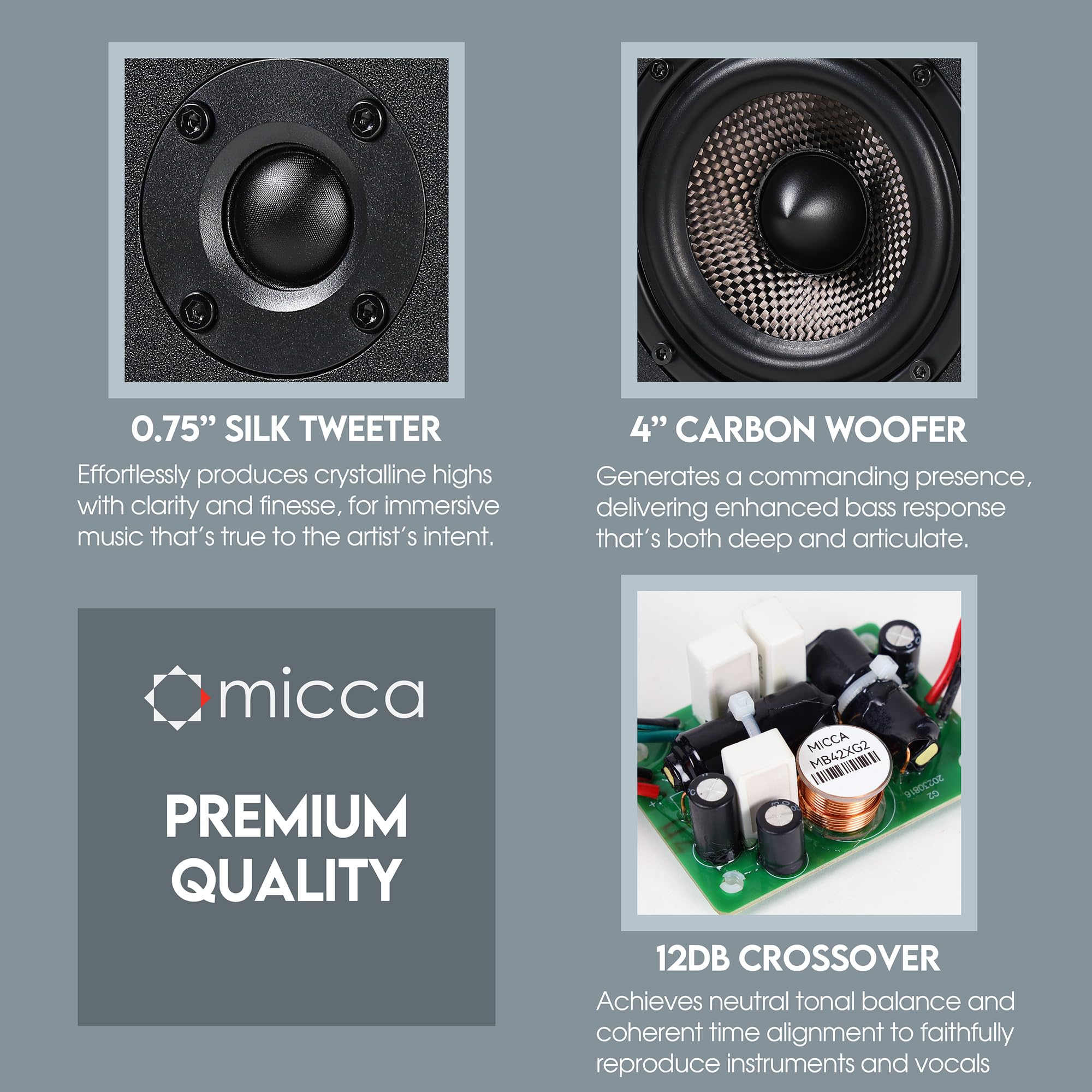 Foto 6 pulgar | Altavoces Pasivos De Estantería Micca Mb42x G2 Para Cine En Casa - Venta Internacional.