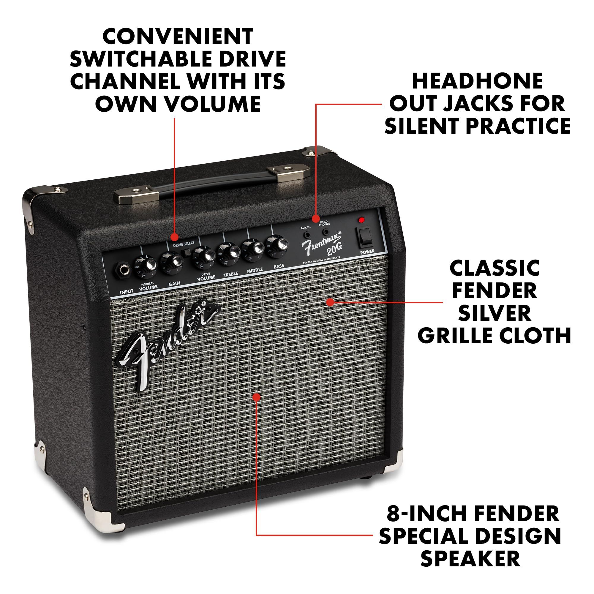 Foto 2 | Amplificador De Guitarra Fender Frontman 20g 20w Con 2 Años De Garantía 6'' Sp - Venta Internacional.