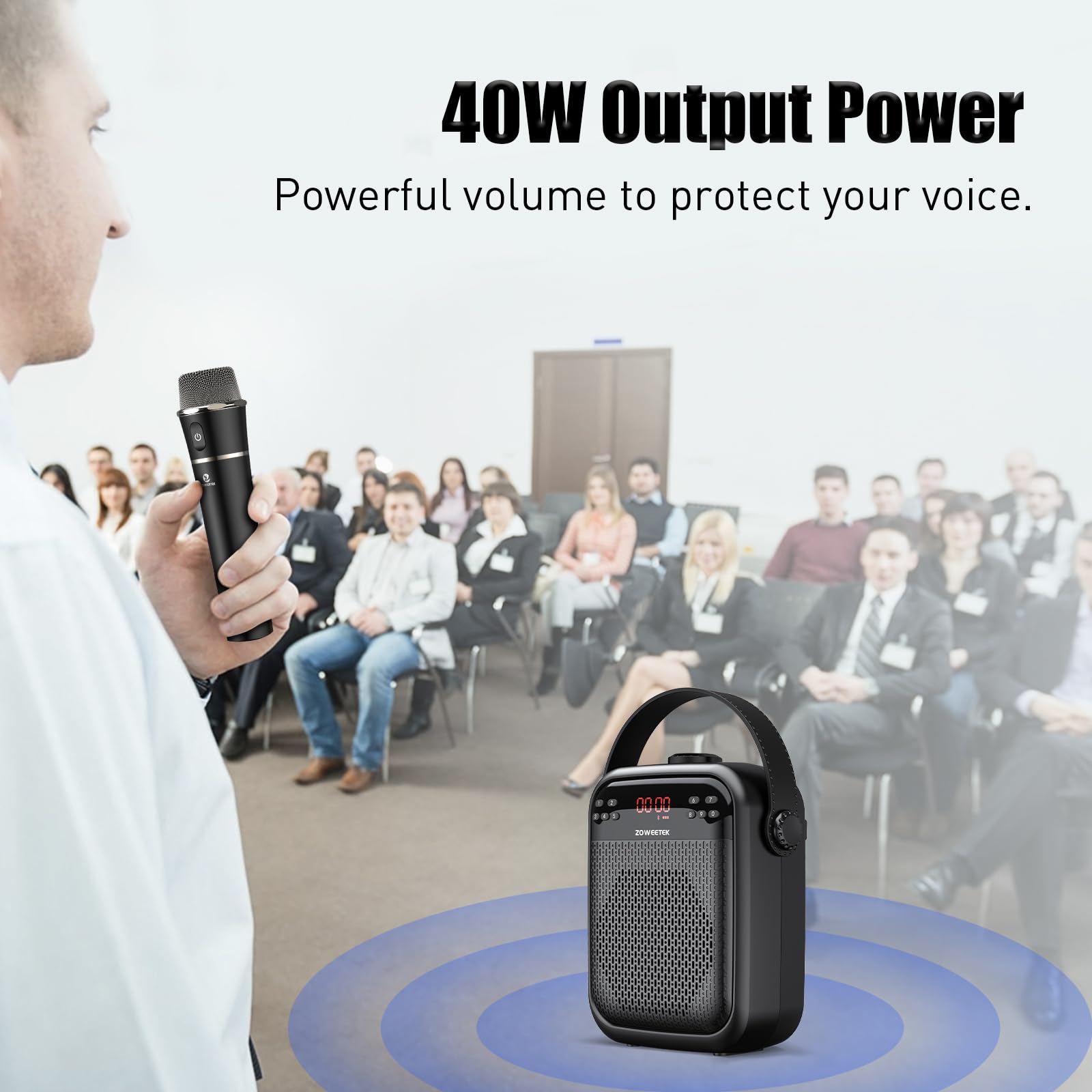 Foto 2 | Amplificador De Voz Zoweetek Con Micrófono Inalámbrico H6 40w - Venta Internacional.