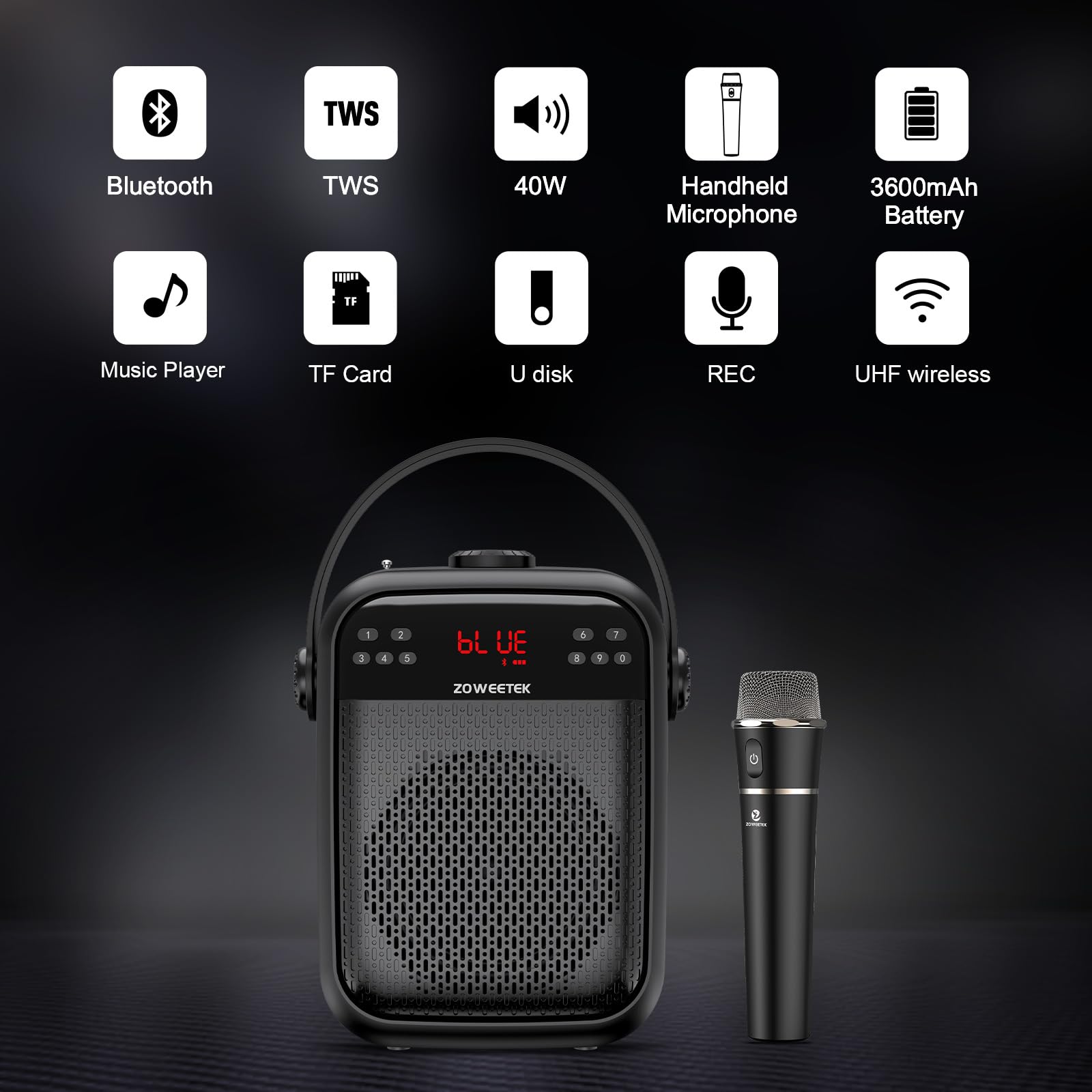 Foto 5 pulgar | Amplificador De Voz Zoweetek Con Micrófono Inalámbrico H6 40w - Venta Internacional.