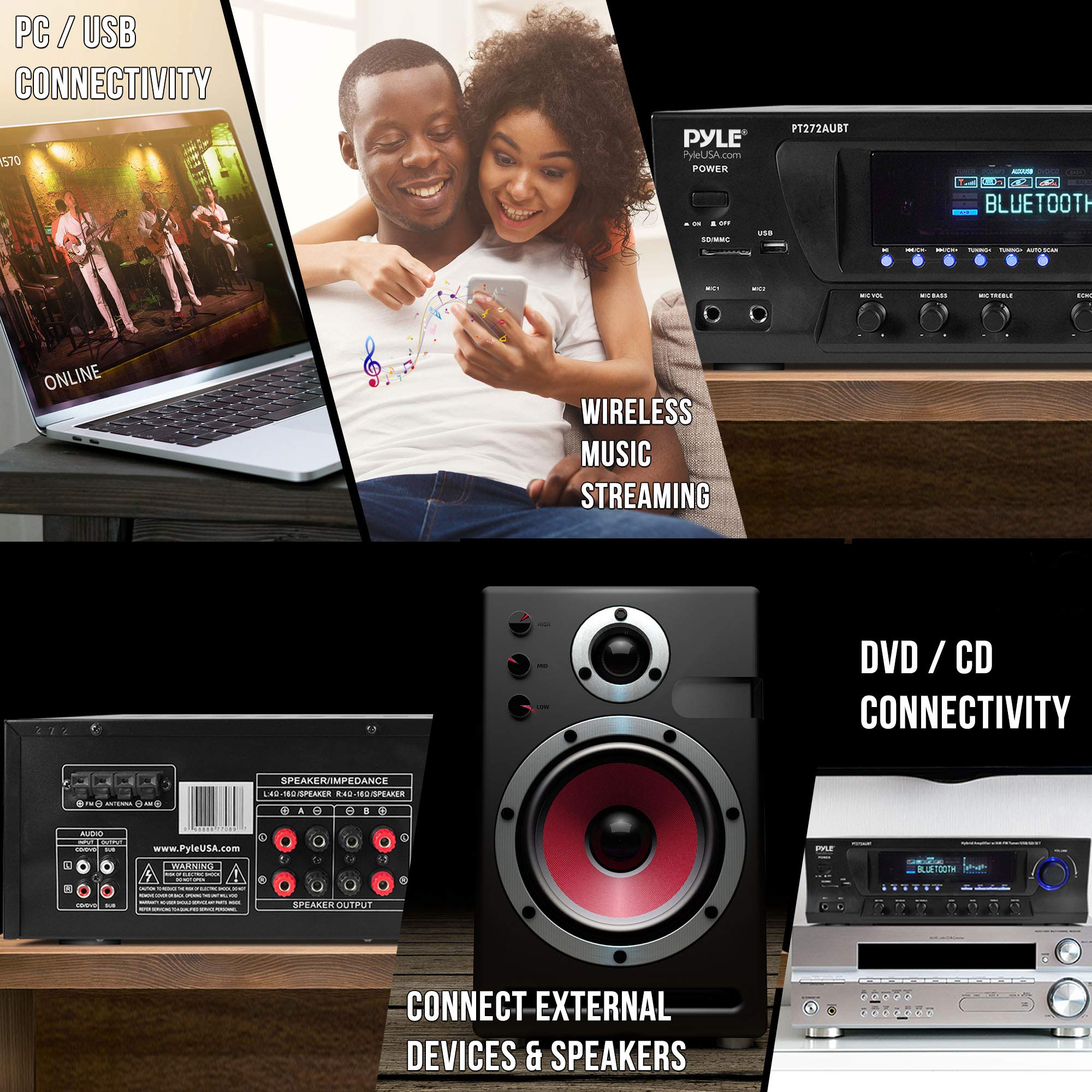 Foto 4 | Amplificador De Potencia Pyle Pt272aubt Inalámbrico Bluetooth 300w - Venta Internacional.