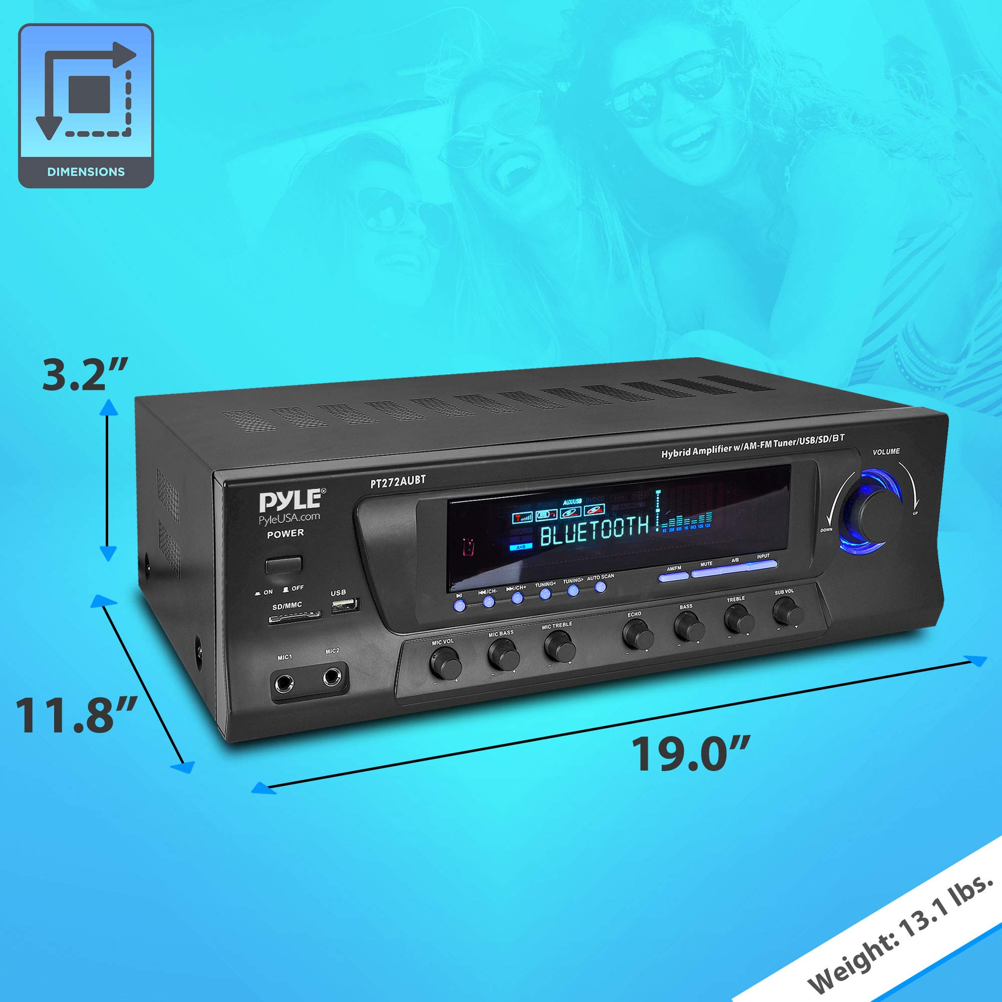 Foto 7 pulgar | Amplificador De Potencia Pyle Pt272aubt Inalámbrico Bluetooth 300w - Venta Internacional.