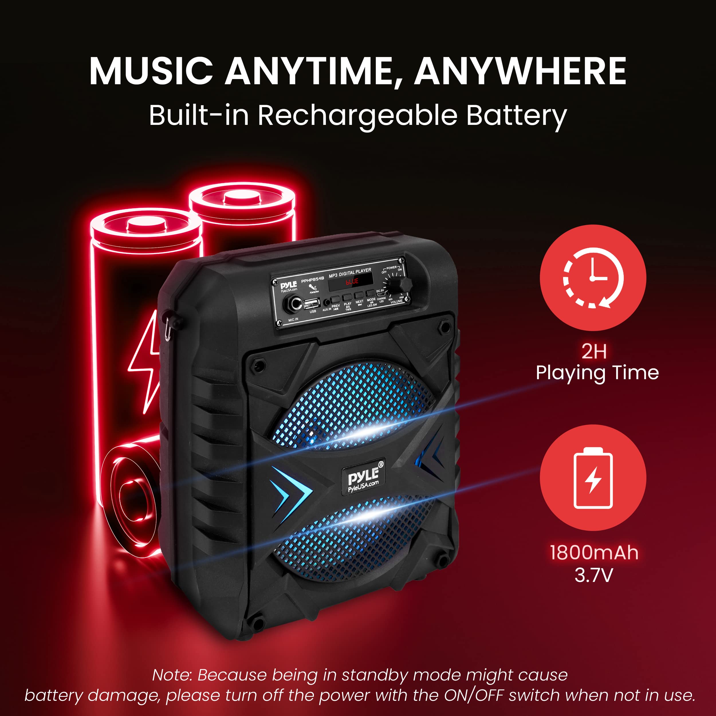 Foto 6 pulgar | Sistema De Altavoces Pa Bluetooth Pyle Pphp854b De 300 W Con Subwoofer De 8» - Venta Internacional.