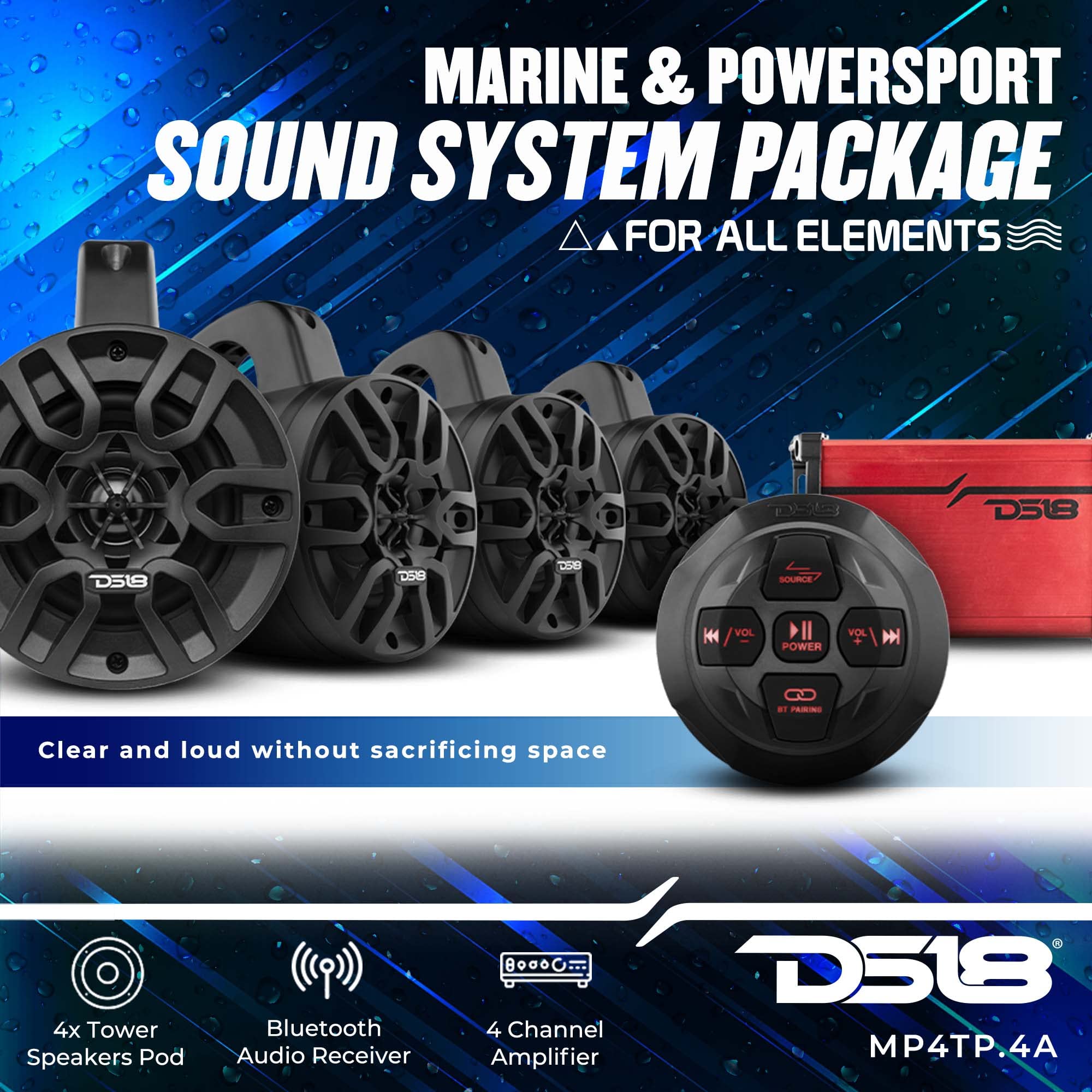 Foto 3 pulgar | Altavoces Marine Tower Ds18 Mp4tp.4a 4 600 W Con Amplificador - Venta Internacional.