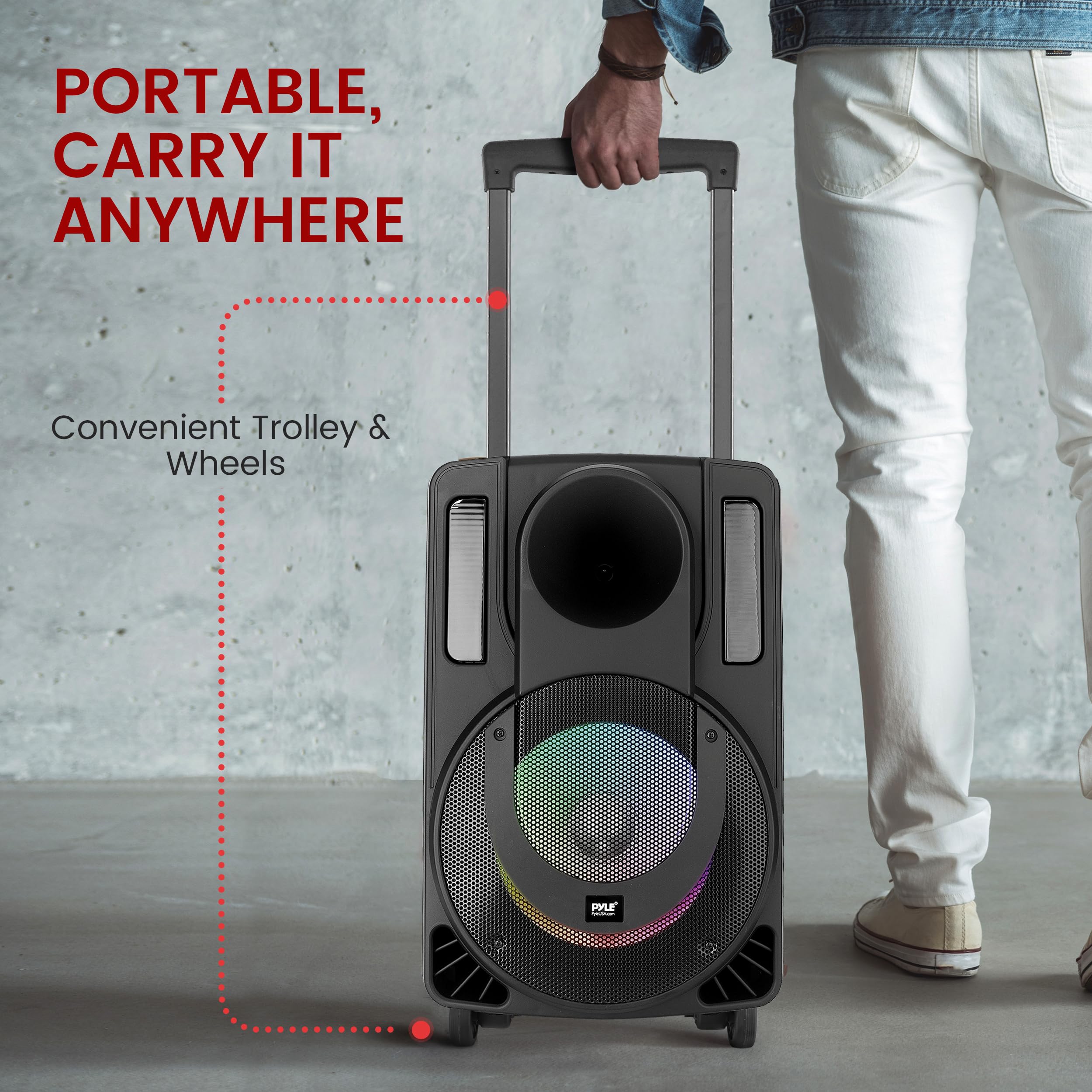 Foto 7 | Sistema De Altavoces Pa Portátil Pyle De 8 Pulgadas Y 280 W Con 2 Micrófonos Inalámbricos - Venta Internacional.