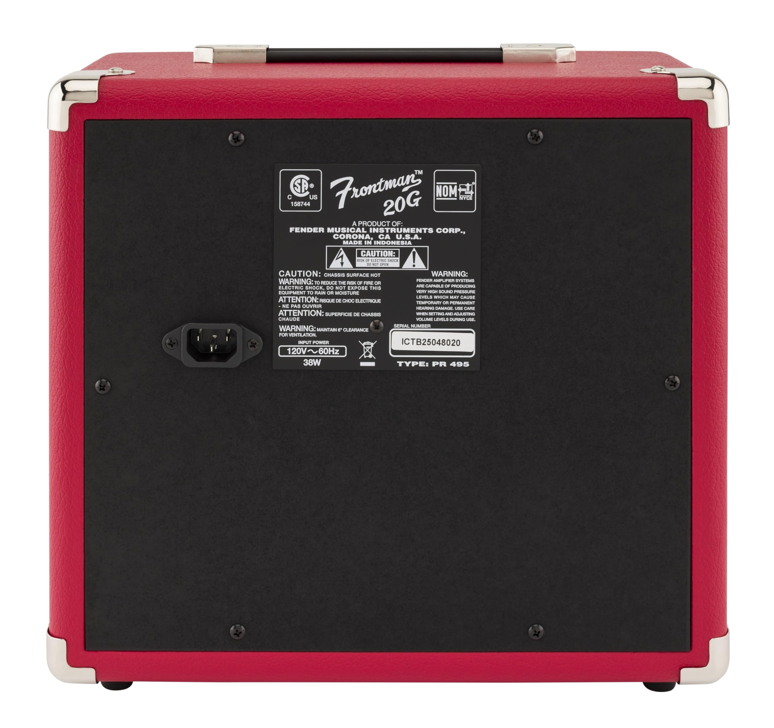 Foto 3 | Amplificador De Guitarra Fender Frontman 20g 20w Con 2 Años De Garantía Rojo - Venta Internacional.