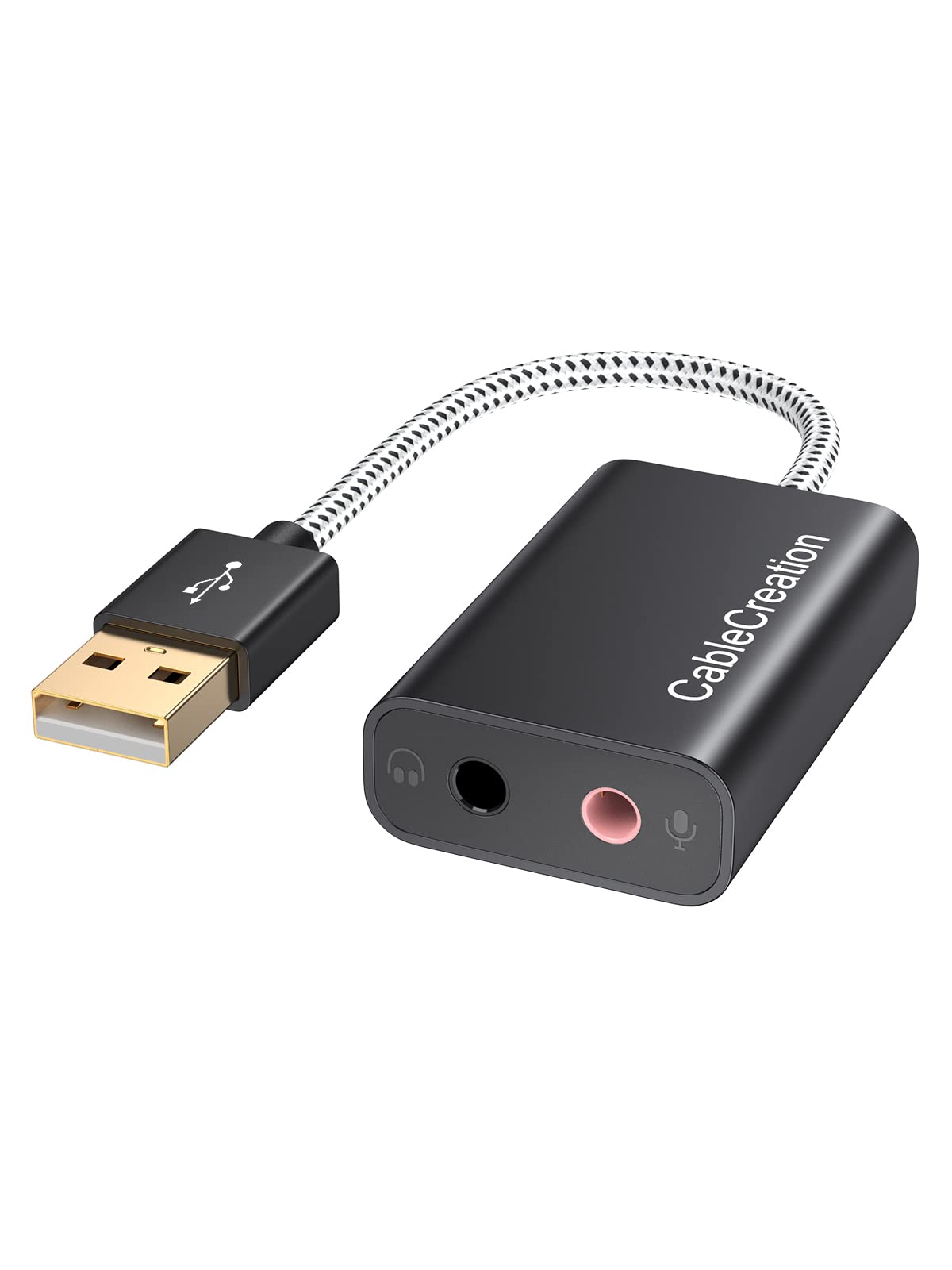 Foto 2 pulgar | Adaptador De Audio Usb Cablecreation Con Conector De 3 5 Mm X2 Negro - Venta Internacional.
