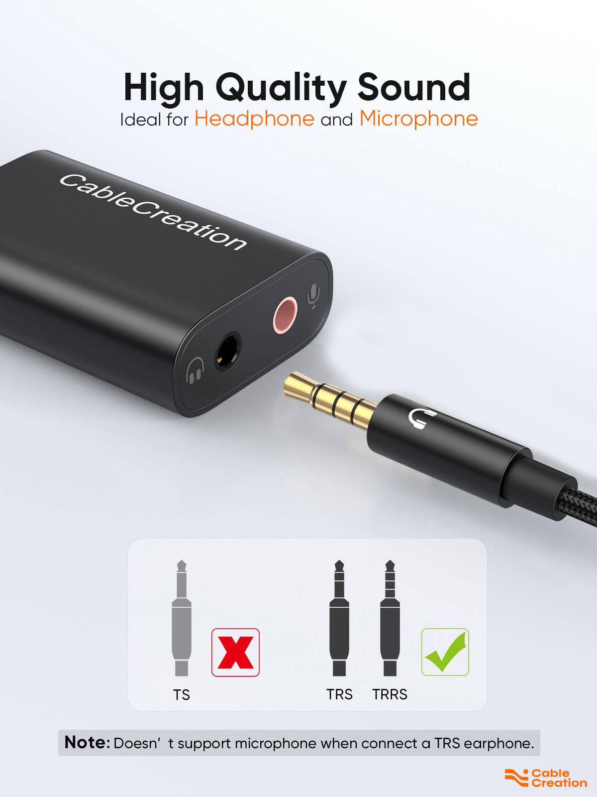 Foto 2 | Adaptador De Audio Usb Cablecreation Con Conector De 3 5 Mm X2 Negro - Venta Internacional.
