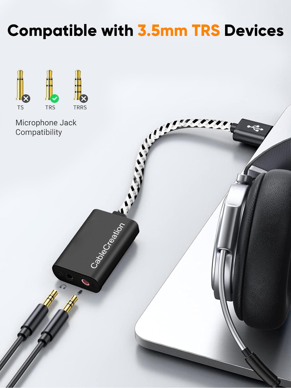 Foto 4 pulgar | Adaptador De Audio Usb Cablecreation Con Conector De 3 5 Mm X2 Negro - Venta Internacional.