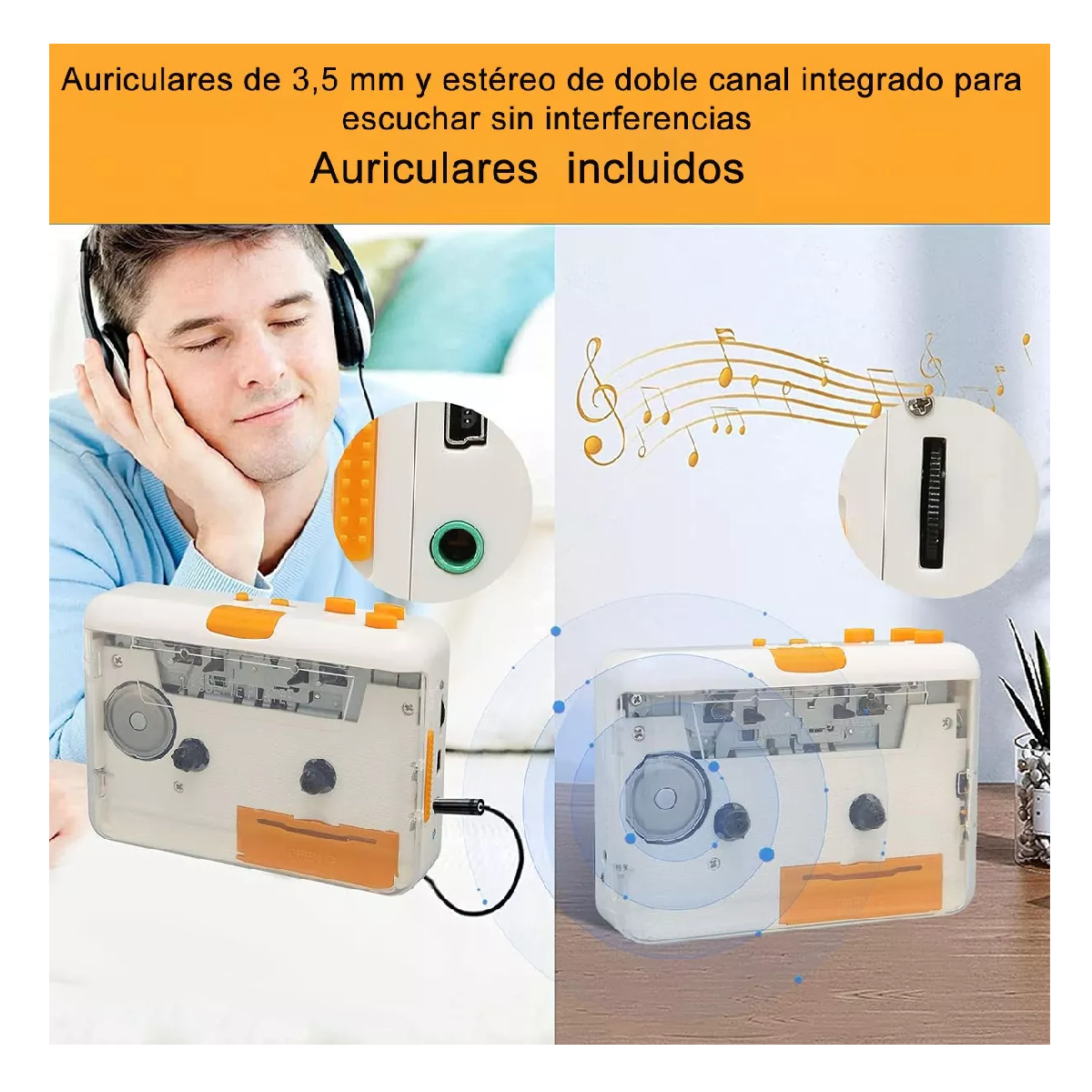 Foto 5 pulgar | Convertidor De Cintas Cassette A Mp3 Adaptador Usb Auricular