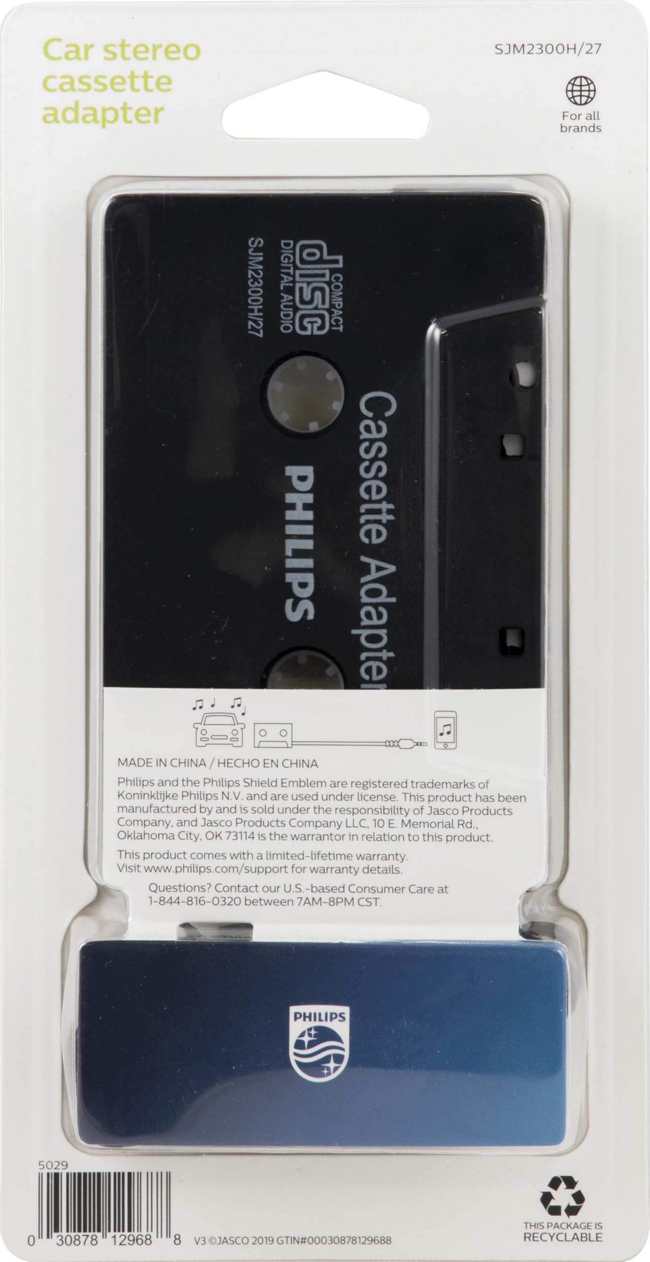 Foto 6 | Adaptador De Casete Philips Universal Con Conector De Audio De 3,5 Mm Negro - Venta Internacional.
