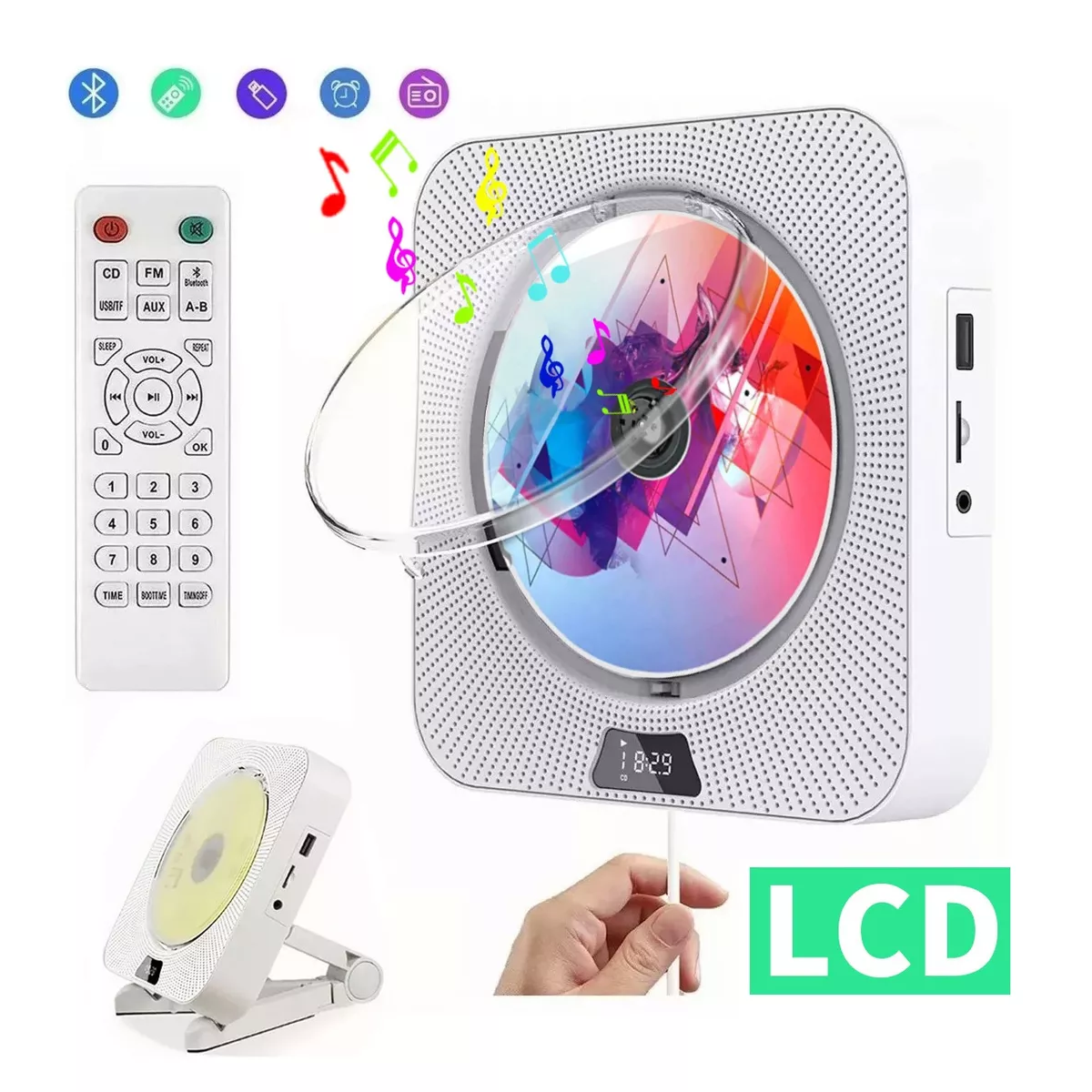 Foto 3 pulgar | Reproductor de CD Bluetooth Pantalla LED Player Eo Safe Imports Esi-6406 color Blanco