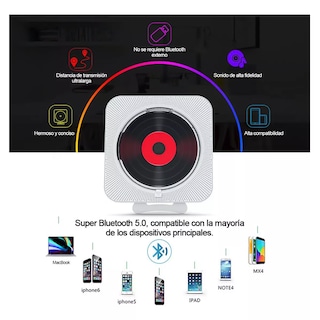 Foto 2 | Reproductor de Cd Eo Safe Imports Negro con Bluetooth
