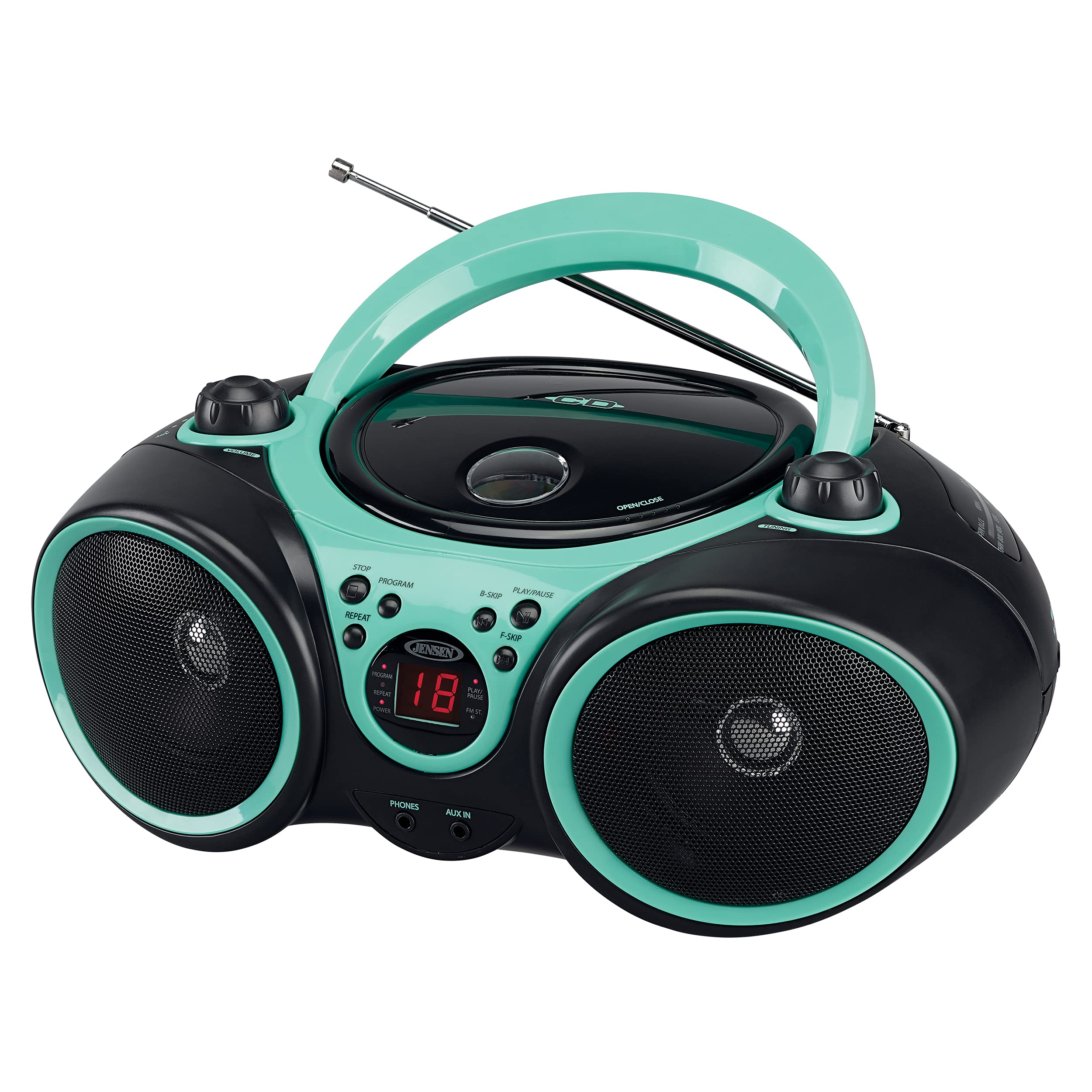 Reproductor De Cd Portátil Jensen Cd-490 Con Radio Am/fm Aqua Teal - Venta Internacional.