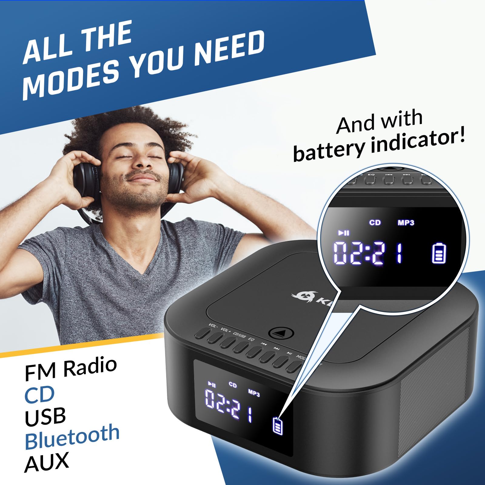 Foto 4 pulgar | Reproductor De Cd Portátil Klim Boombox E1 Con Subwoofer Bluetooth - Venta Internacional.