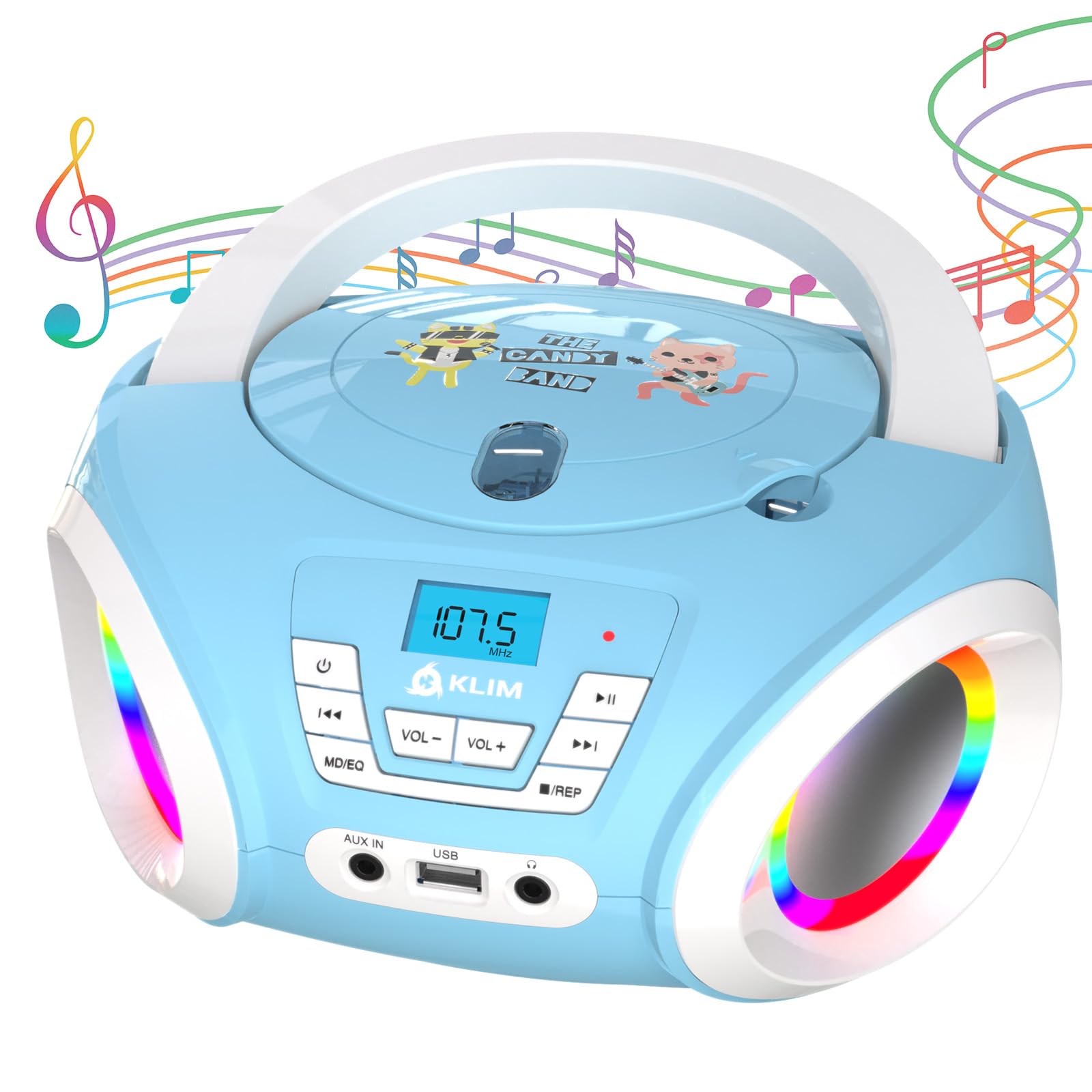 Foto 2 pulgar | Reproductor De Cd Portátil Klim Candy Kids Boombox Con Radio Fm Blue - Venta Internacional.