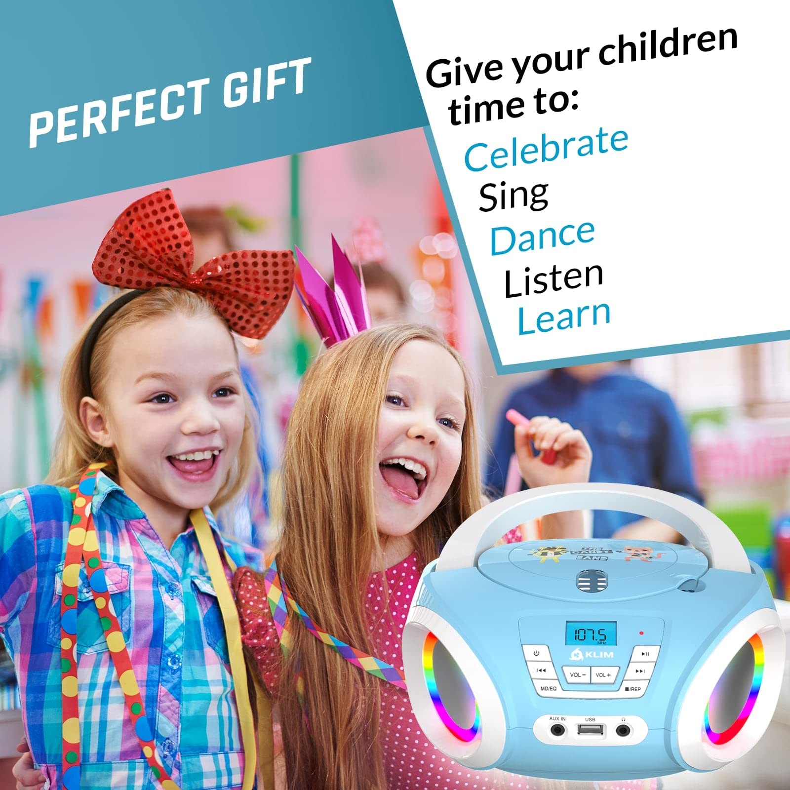 Foto 7 pulgar | Reproductor De Cd Portátil Klim Candy Kids Boombox Con Radio Fm Blue - Venta Internacional.