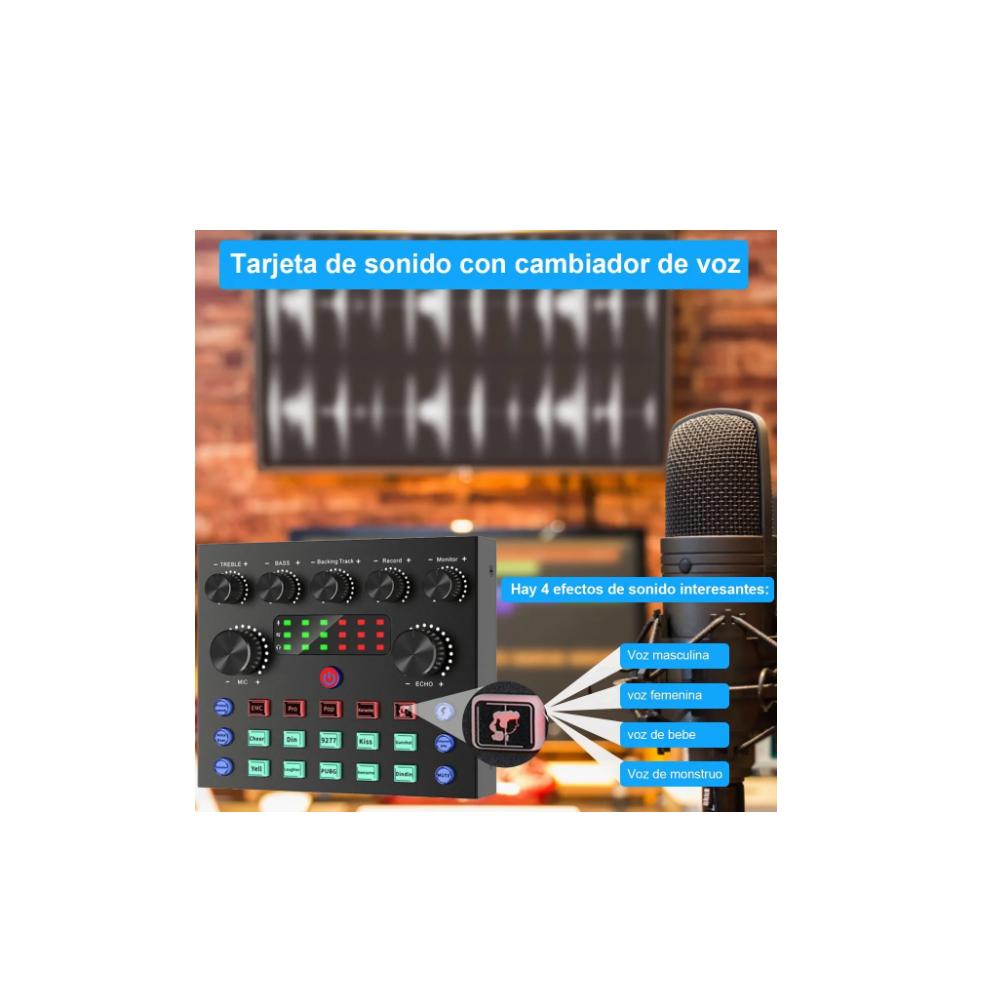 Foto 4 pulgar | Mezcladora de Sonido Malubero con Tarjeta para Podcast