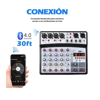 Foto 2 | Mezclador De Audio Bluetooth Sonido Eo Safe Imports Esi-529 Negro