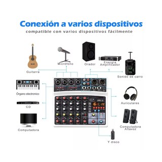 Foto 2 | Mezclador Bluetooth Usb Dsp 6 Canales Eo Safe Imports Esi-6421 color Blanco