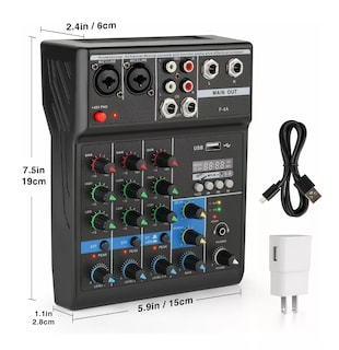 Foto 2 | Mezclador de Audio Bluetooth 4 Canales de Consola Tarjeta Negro