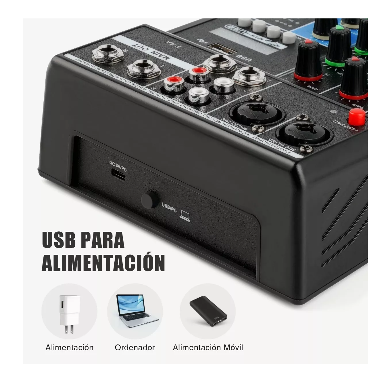 Foto 6 pulgar | Mezclador de Audio Bluetooth 4 Canales de Consola Tarjeta Negro