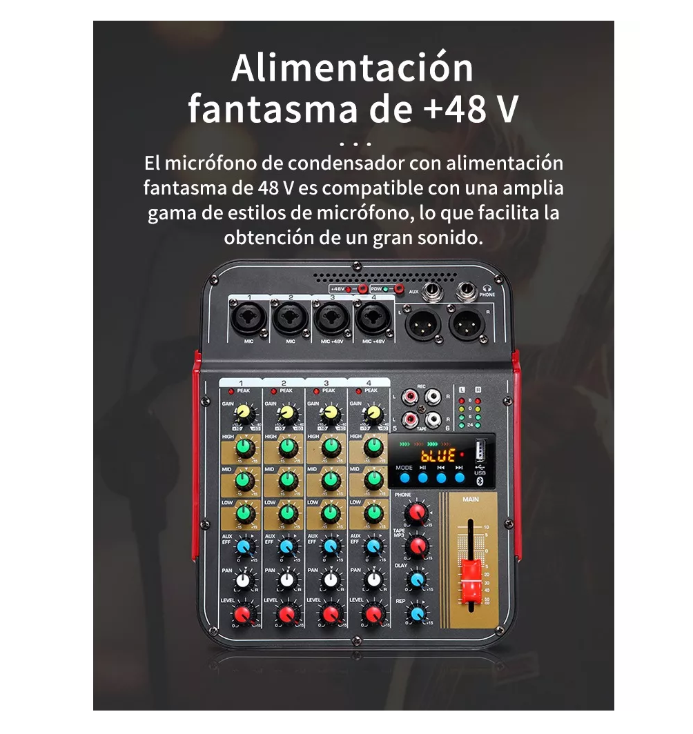 Foto 4 pulgar | Mezclador de Audio Consola Bluetooth Usb Mixer de 6 Canales