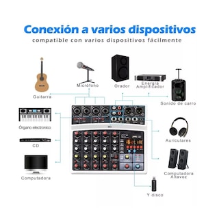 Foto 2 | Mezclador Bluetooth Usb Dsp (6 Canales) Eo Safe Imports Esi-6421-1 Blanco