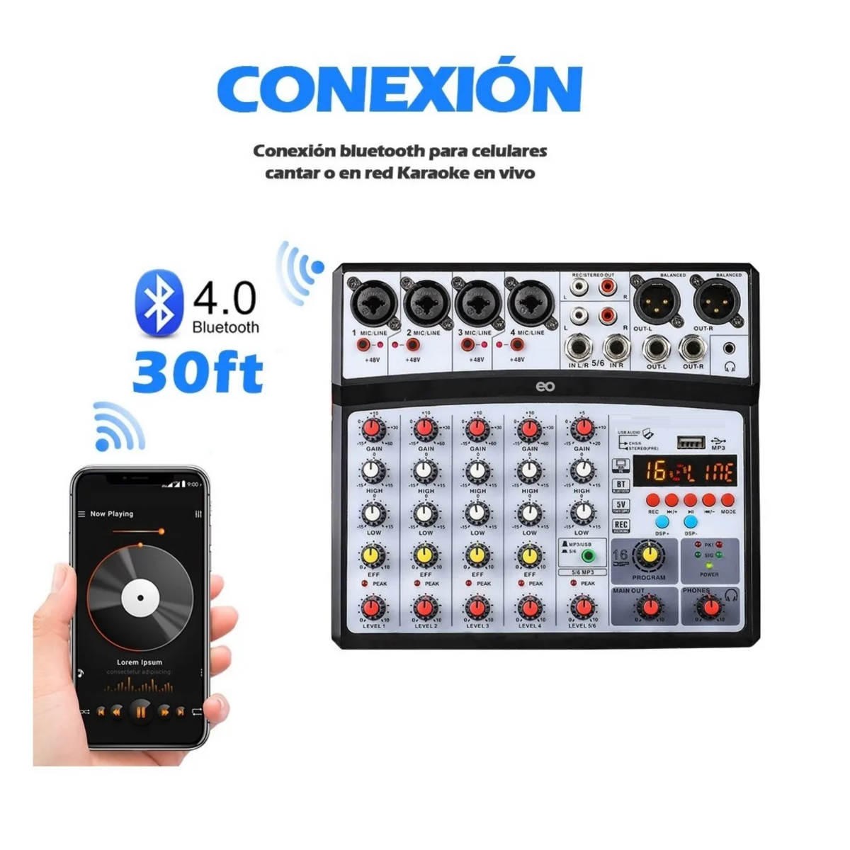 Foto 2 | Mezclador De Audio Bluetooth Sonido Eo Safe Imports Esi-2311-1 Negro