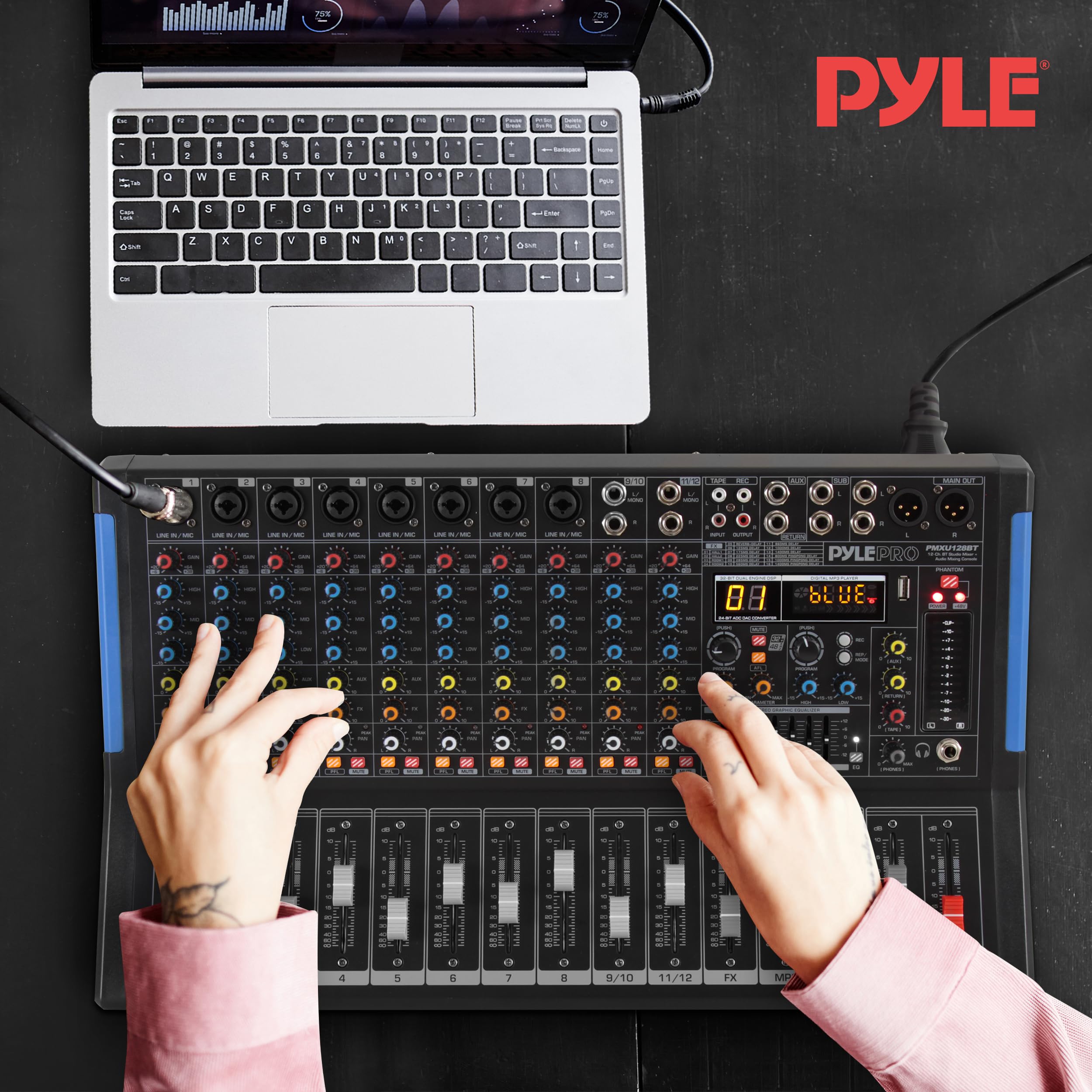 Foto 7 | Mezclador De Audio De Estudio Bluetooth Pyle Pmxu128bt De 12 Canales - Venta Internacional.