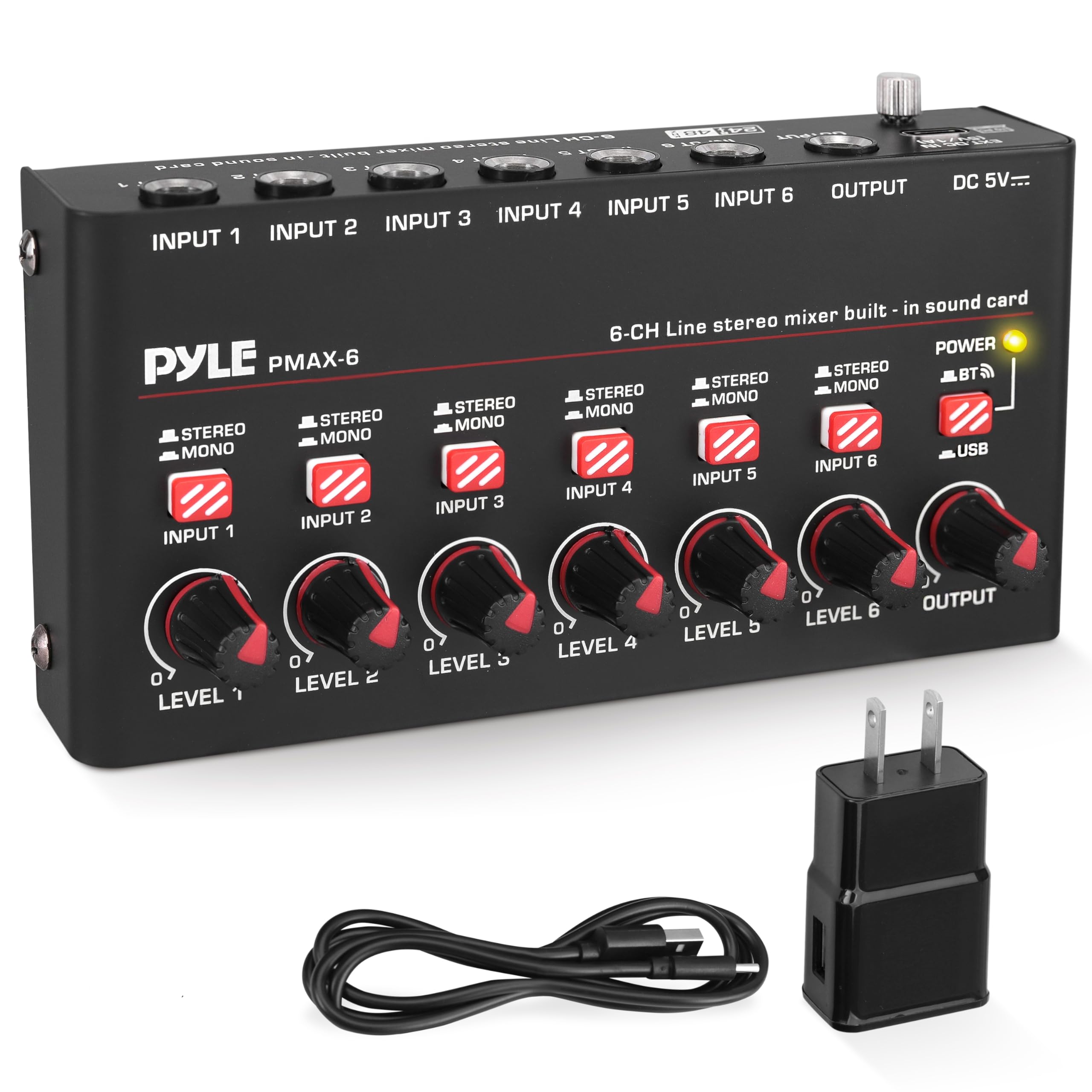 Mezclador Inalámbrico Bt Streaming Mini Line Pyle Pmax6 De 6 Canales - Venta Internacional.