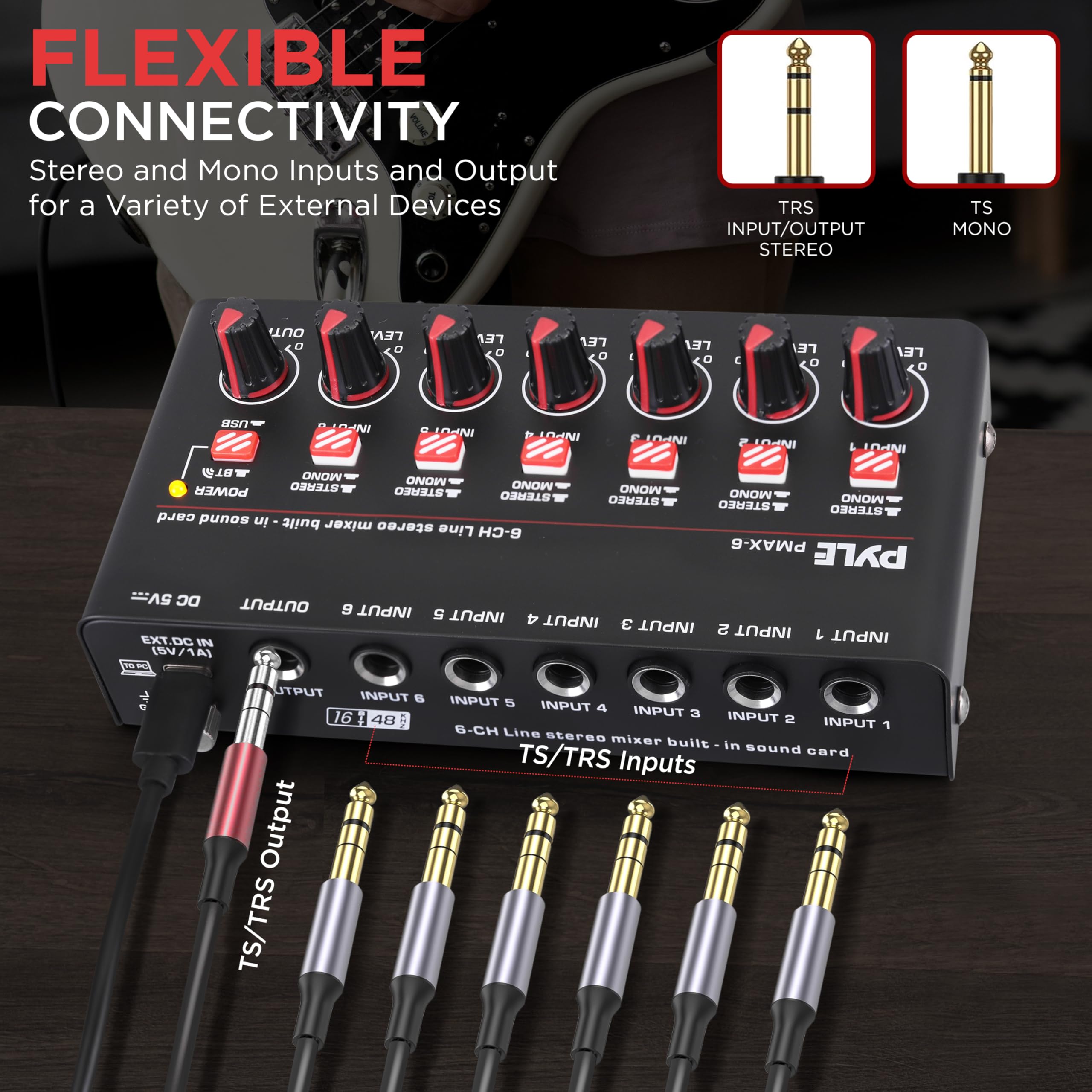 Foto 4 | Mezclador Inalámbrico Bt Streaming Mini Line Pyle Pmax6 De 6 Canales - Venta Internacional.