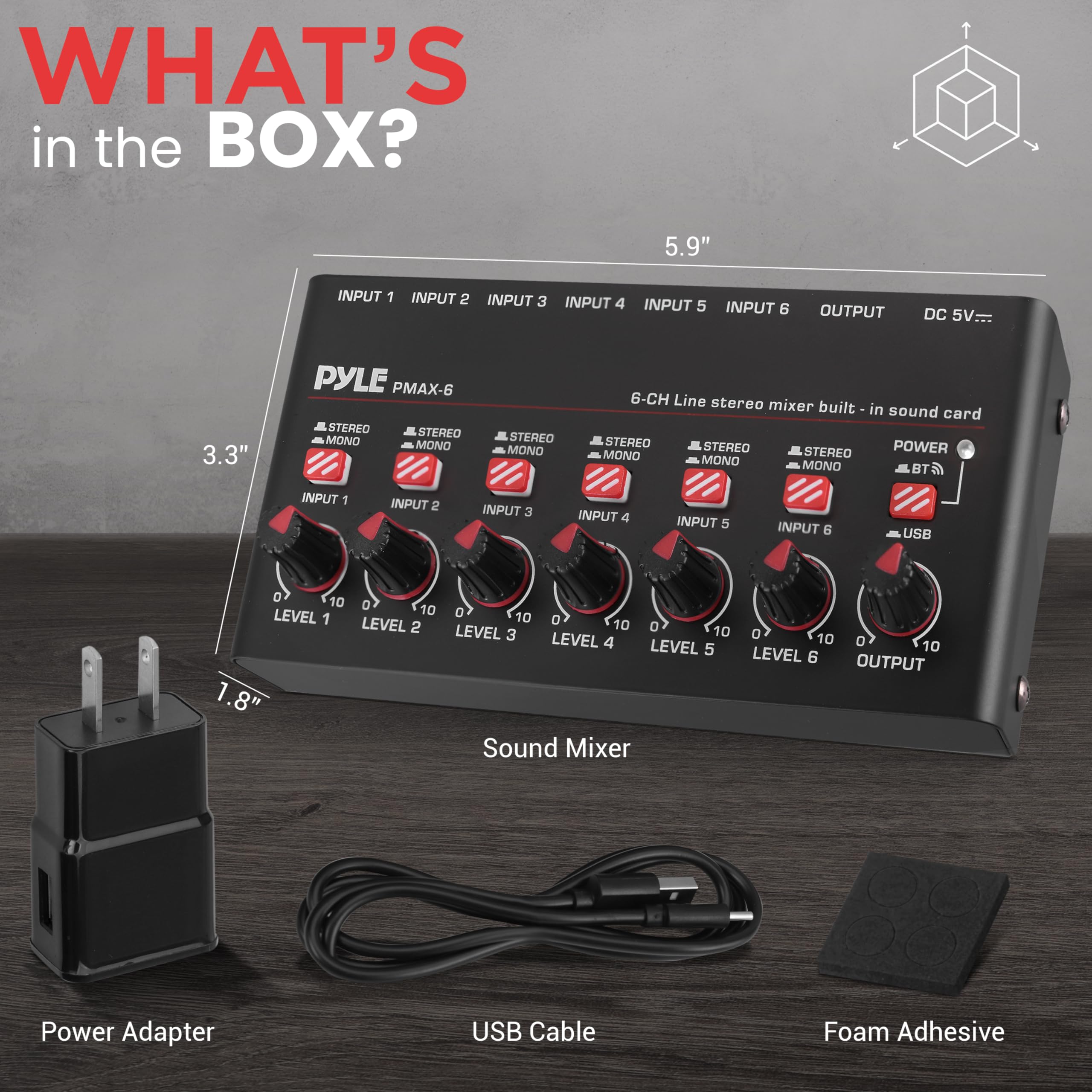Foto 7 | Mezclador Inalámbrico Bt Streaming Mini Line Pyle Pmax6 De 6 Canales - Venta Internacional.