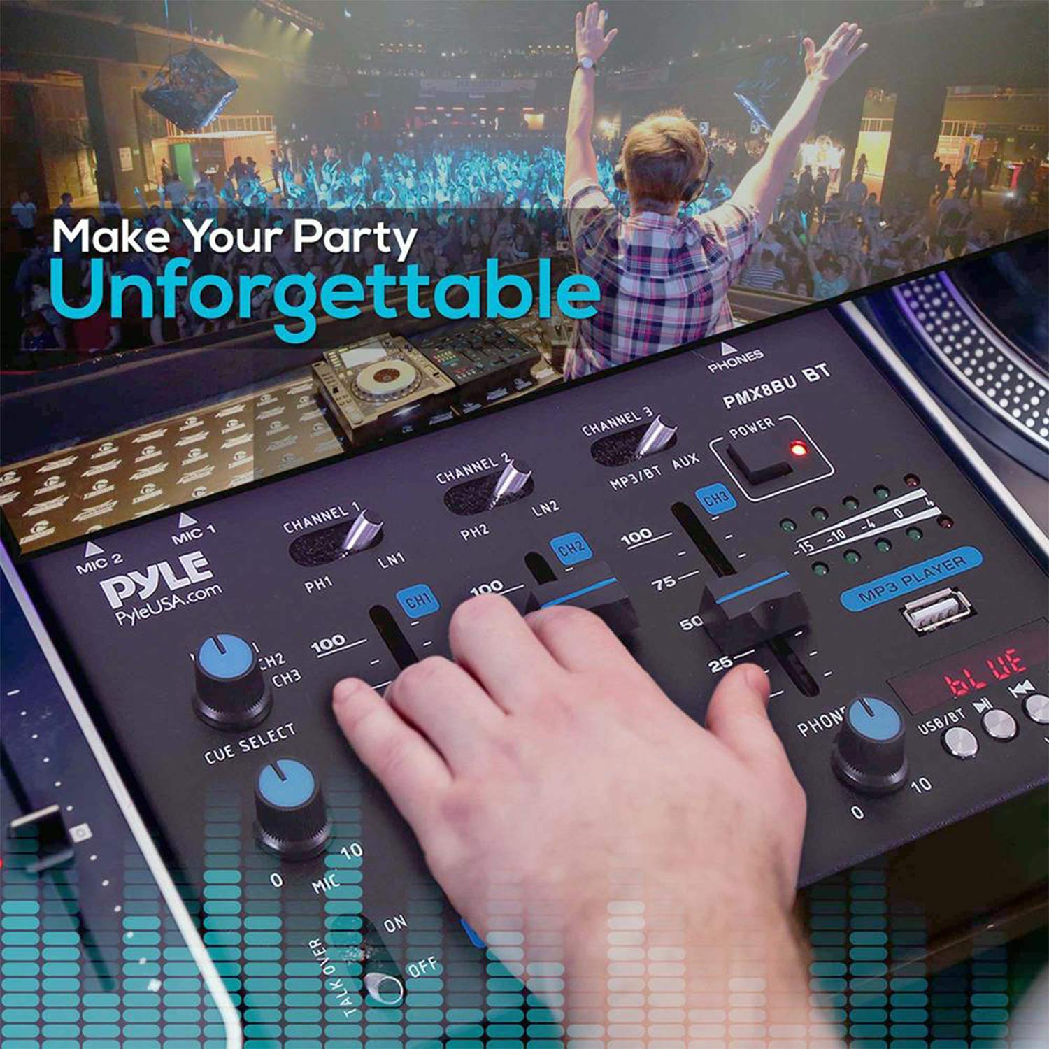 Foto 8 pulgar | Controlador De Mezcla De Sonido Para Dj Pyle Pmx8bu Bluetooth De 3 Canales - Venta Internacional.