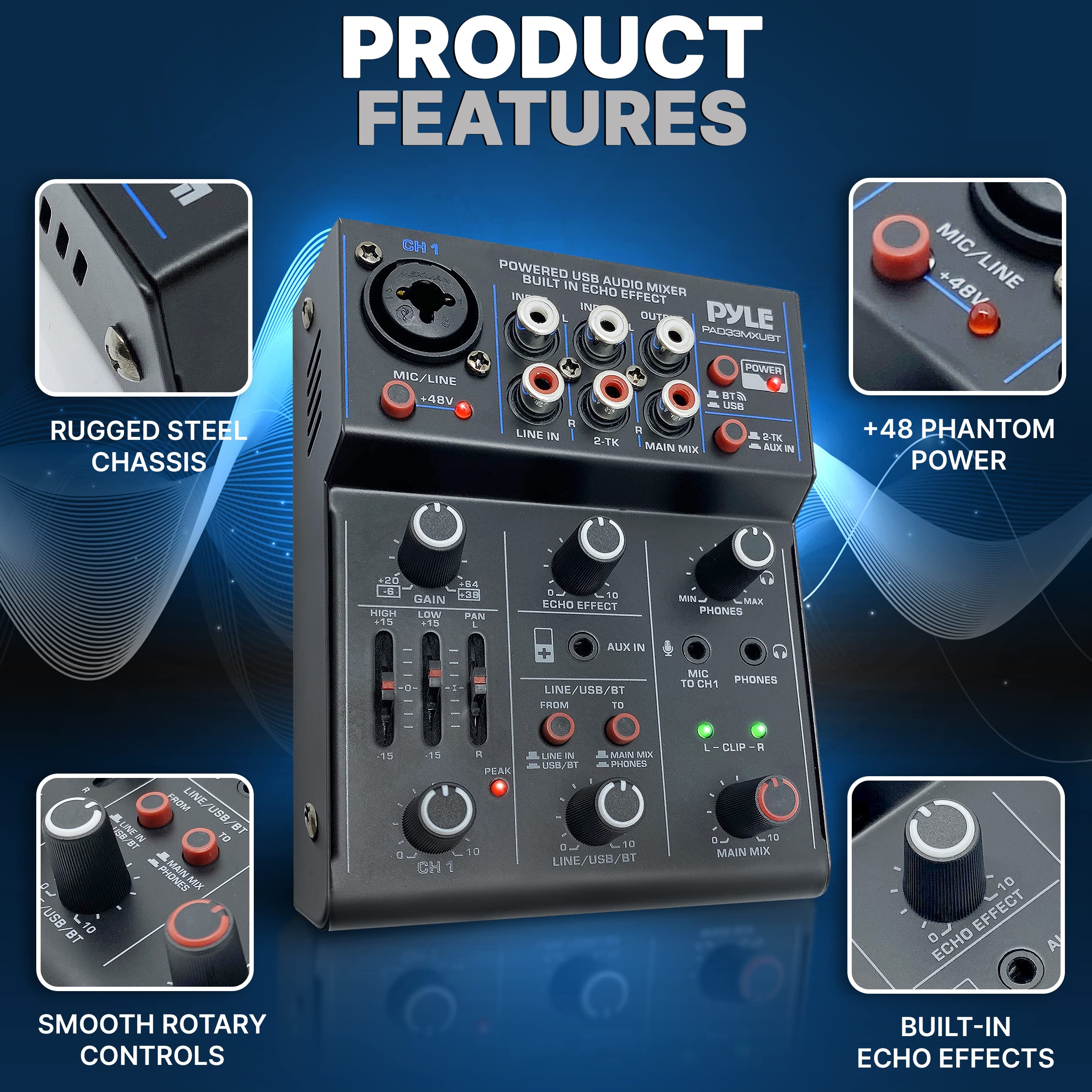 Foto 7 pulgar | Mezclador De Audio Inalámbrico Para Dj Pyle Pad33mxubt Bluetooth 5.0 - Venta Internacional.