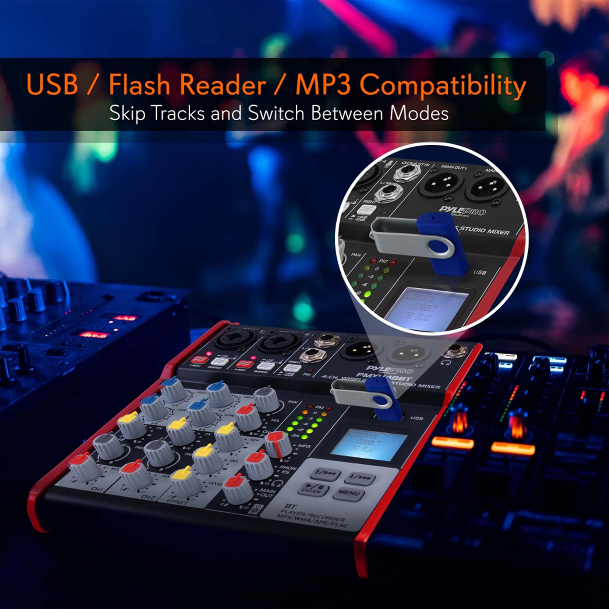Foto 6 pulgar | Placa Mezcladora De Sonido Pyle Studio De 4 Canales Bluetooth Con Usb - Venta Internacional.