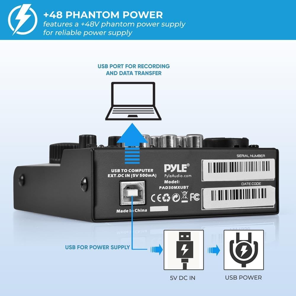 Foto 3 | Mezclador De Audio Bluetooth Pyle Pad30mxubt De 3 Canales Con Usb - Venta Internacional.