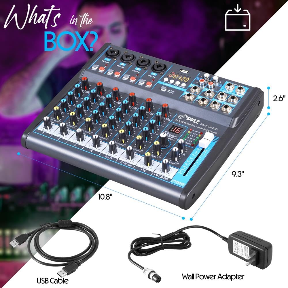 Foto 7 | Mezclador De Audio Pyle Pmxu83bt 8 Canales Usb Bluetooth Mp3 Negro - Venta Internacional.
