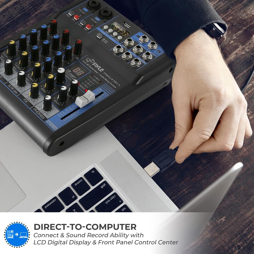 Foto 4 | Mezclador De Audio Pyle Pmxu43bt.5 4 Canales Usb Bluetooth Mp3 - Venta Internacional.