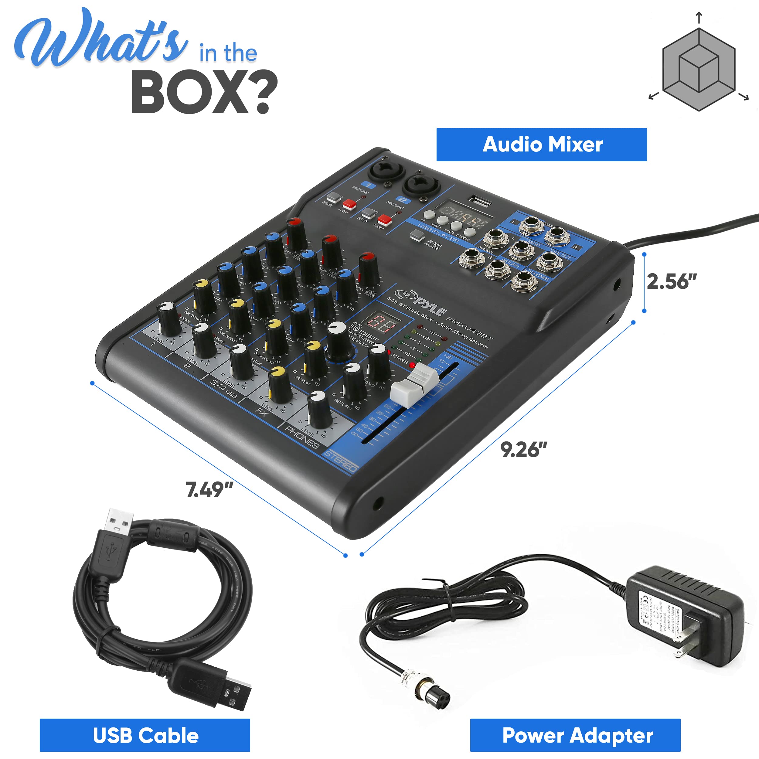 Foto 4 pulgar | Mezclador De Audio Pyle Pmxu43bt 4 Canales Usb Bluetooth Mp3 48v - Venta Internacional.