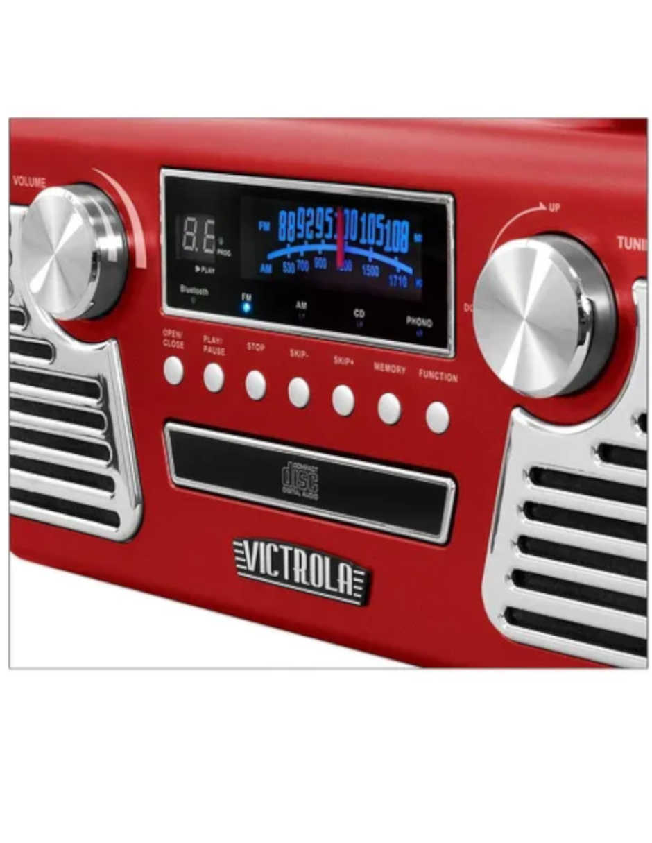 Foto 2 | Tornamesa Bt Stereo Cd Player Victrola color Rojo