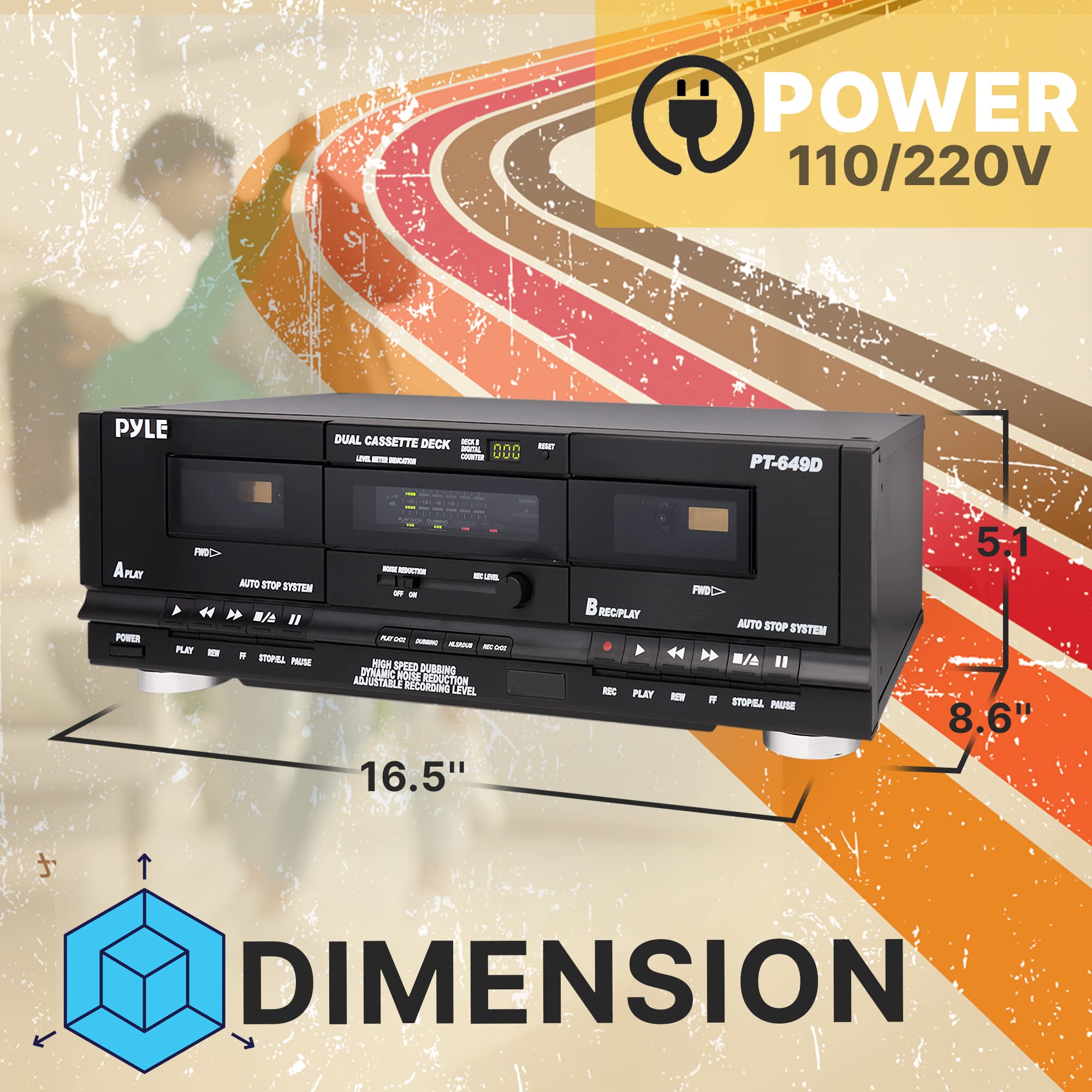 Foto 5 | Grabadora De Música Pyleusa Con Doble Casete, 110 V/220 V - Venta Internacional.