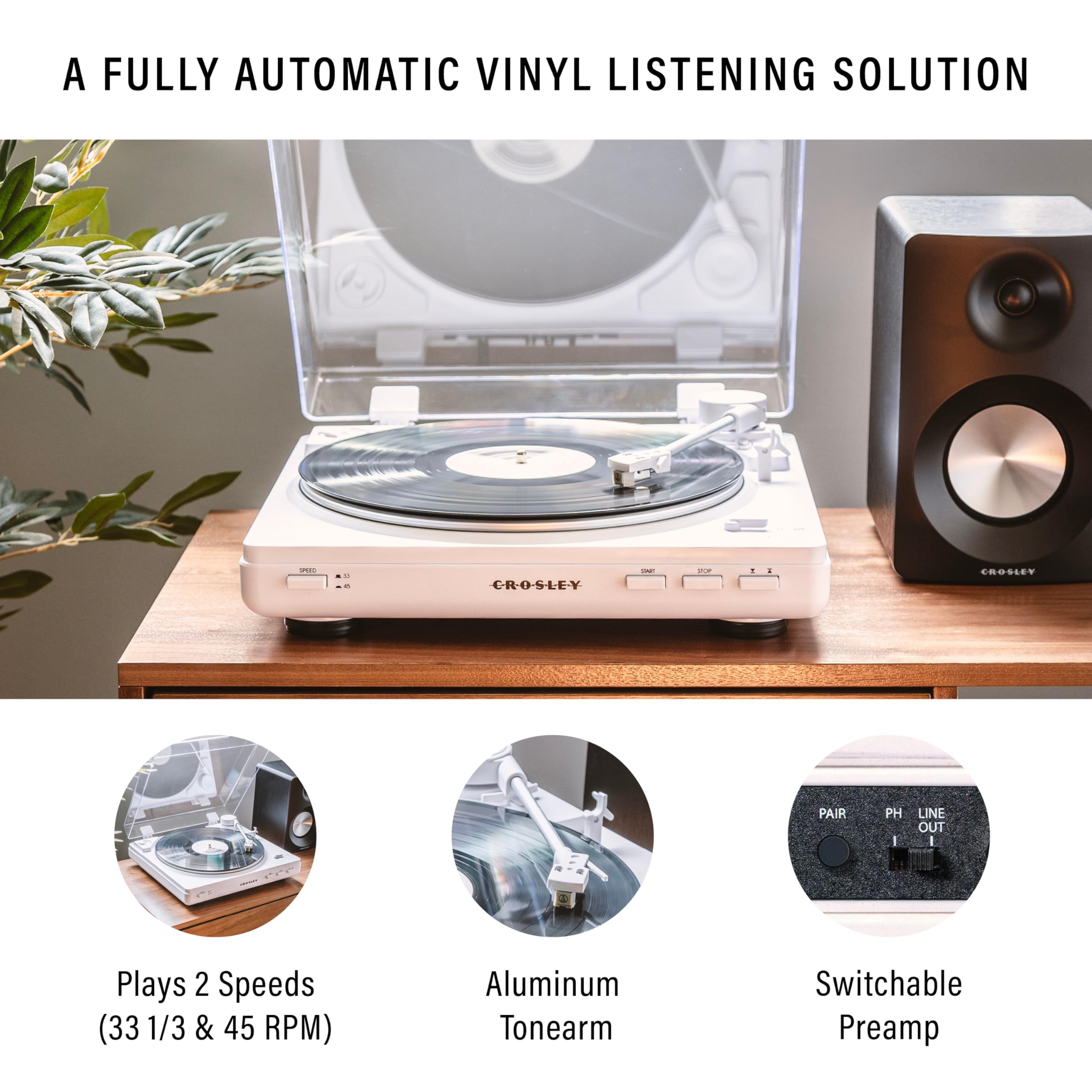 Foto 4 pulgar | Tocadiscos Crosley T400d-wh Bluetooth De 2 Velocidades Blanco - Venta Internacional.