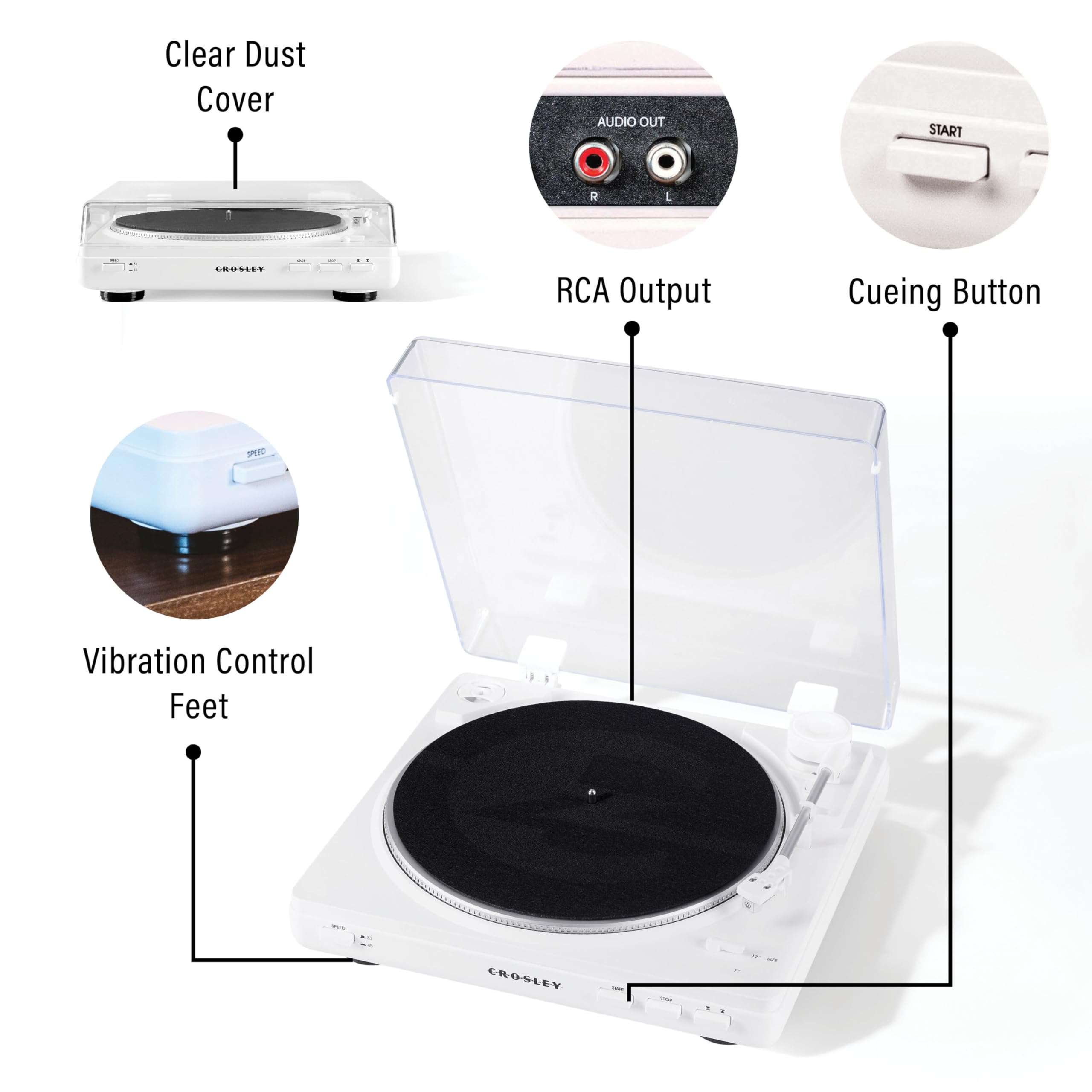 Foto 4 | Tocadiscos Crosley T400d-wh Bluetooth De 2 Velocidades Blanco - Venta Internacional.